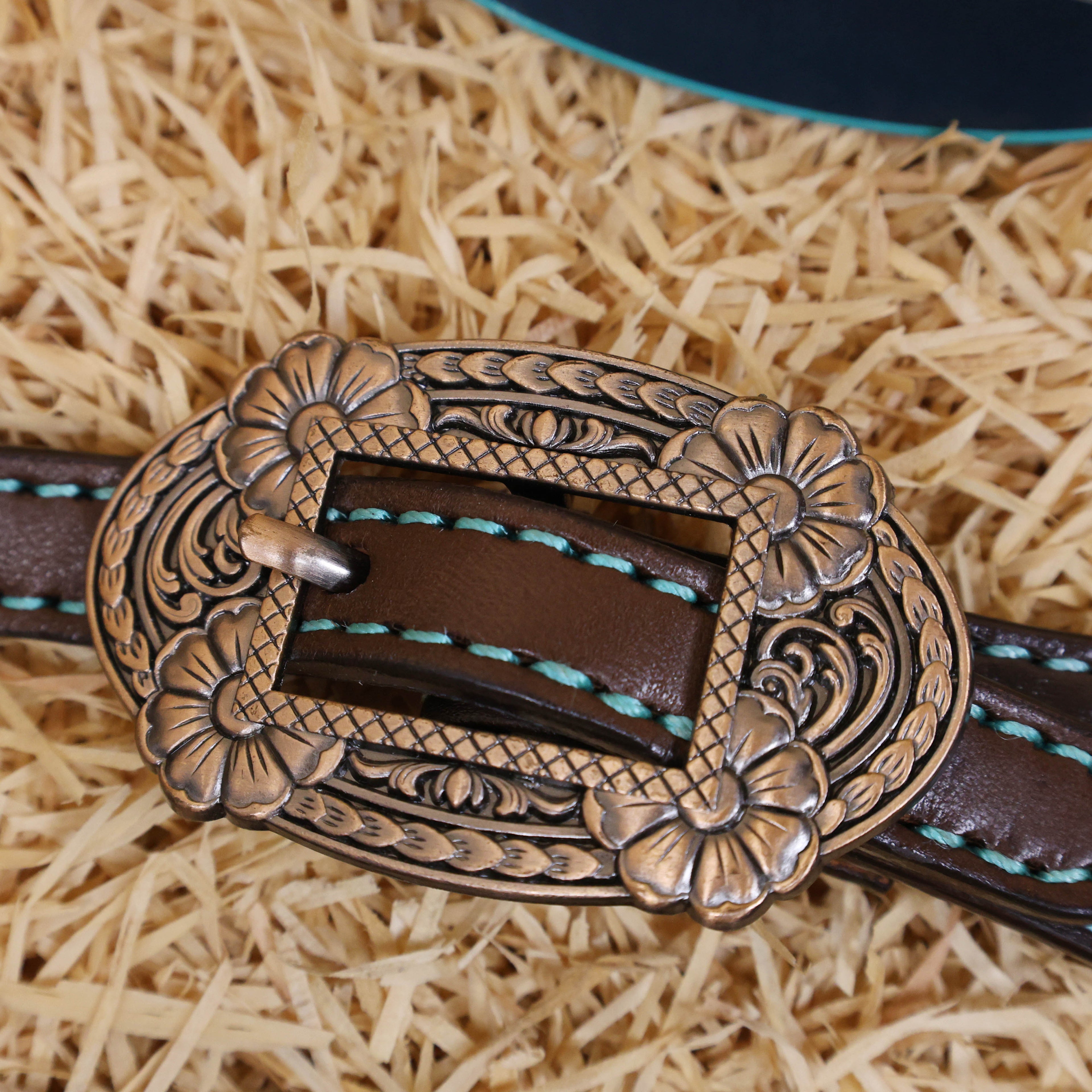 MOUSM Argentina Cow Leather Western Tack Set, Western Headstall & Breast Collar Set Hand-Painted Floral & Geometric Detailing