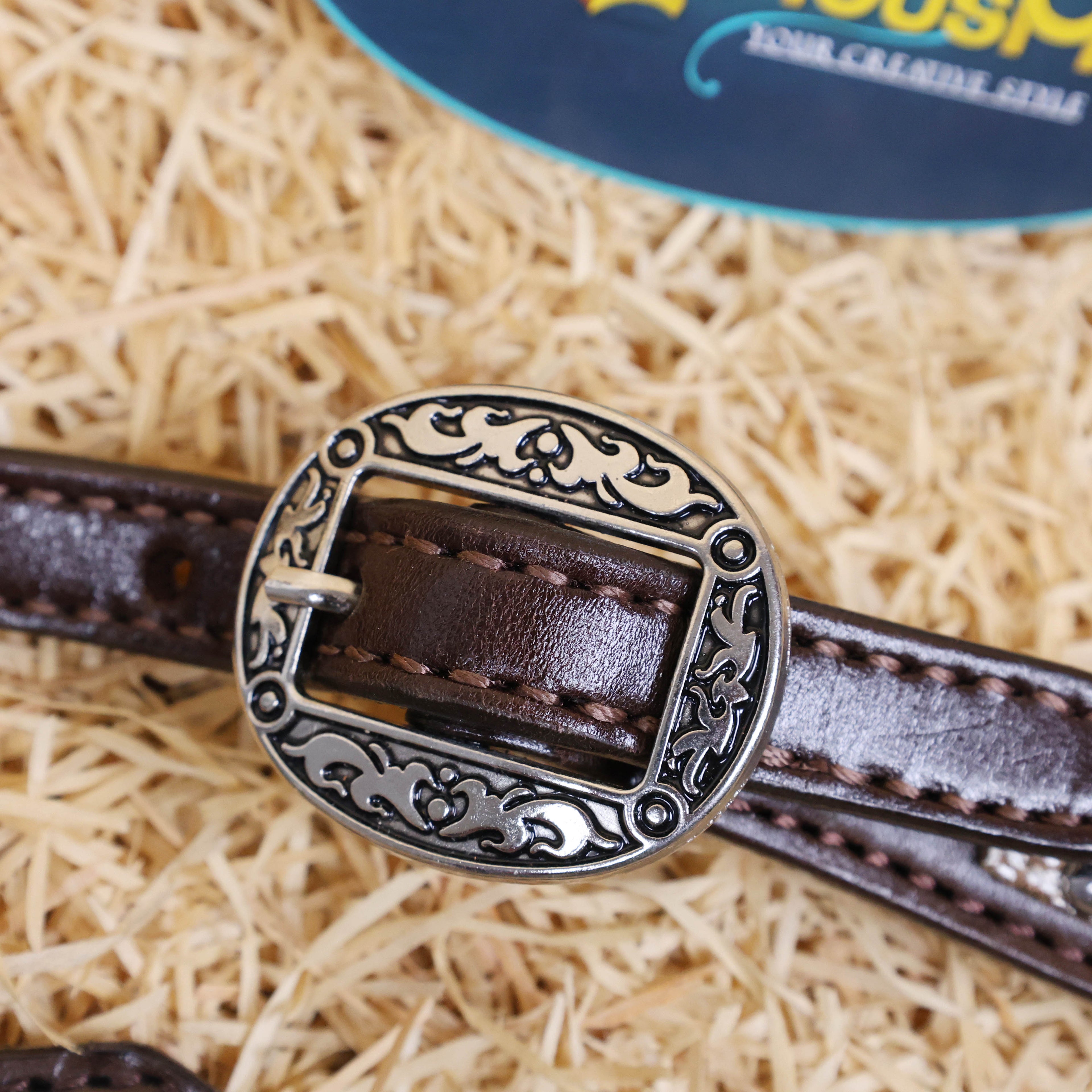 MOUSM Genuine Cow Hide Leather Fringe Headstall & Breast Collar Set for Horse, Western Horse Tack Set with Antique Copper Conchos, Turquoise and Nickel Studs