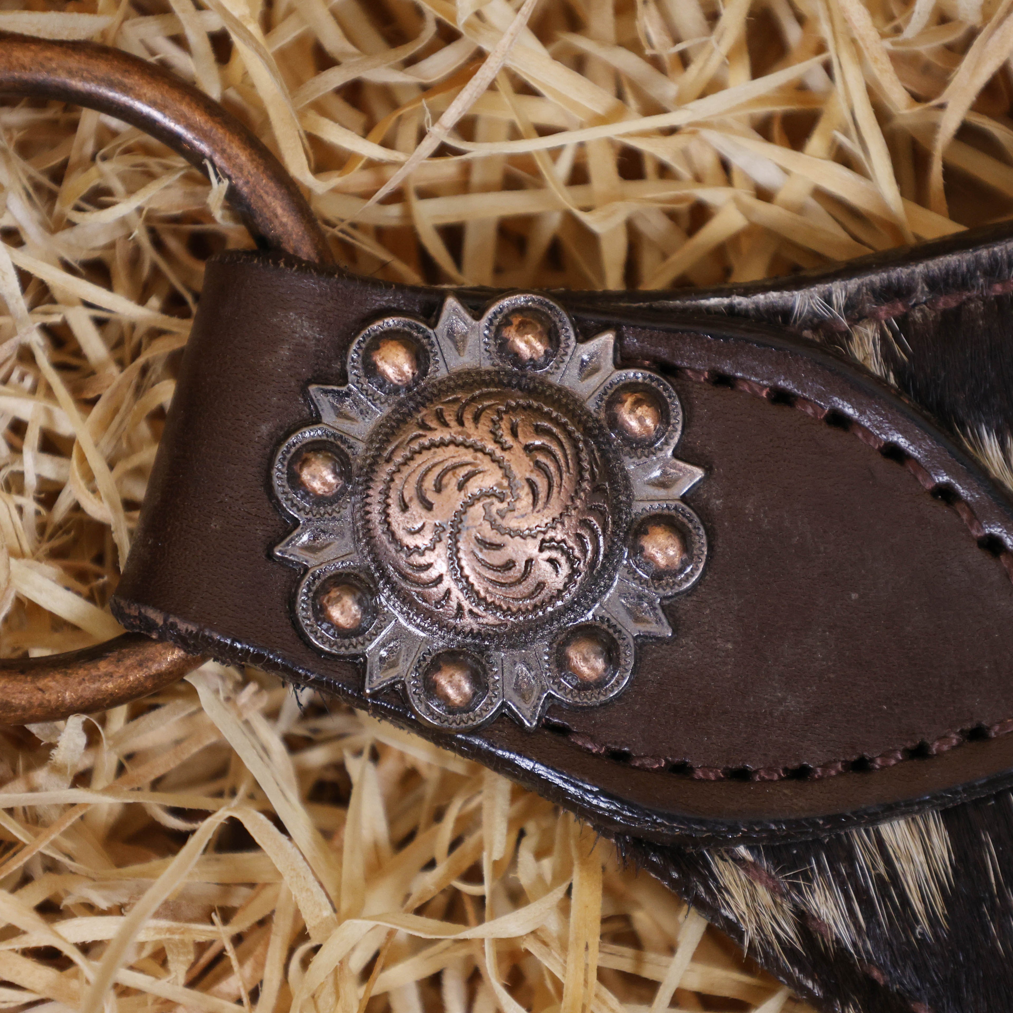 MOUSM Argentina Cow Leather Bridle & Breast Collar Set – Western Horse Tack with Natural Salt Paper, Cowhide & String Concho