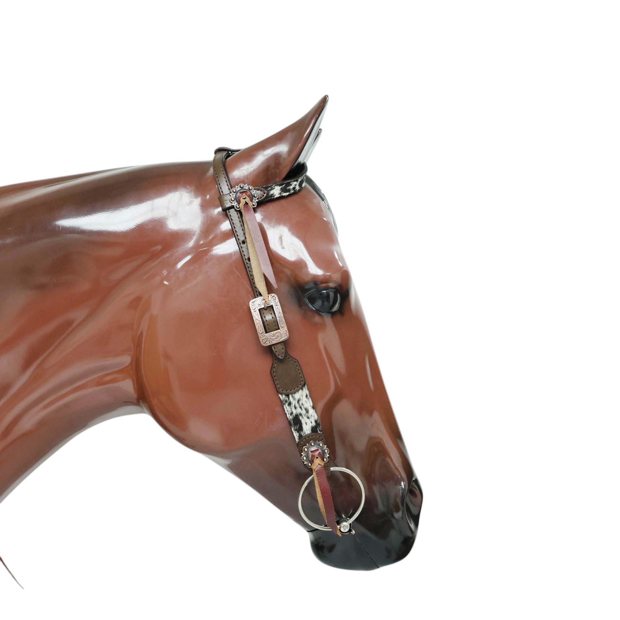 MOUSM Argentina Cow Leather Bridle & Breast Collar Set – Western Horse Tack with Natural Salt Paper, Cowhide & String Concho