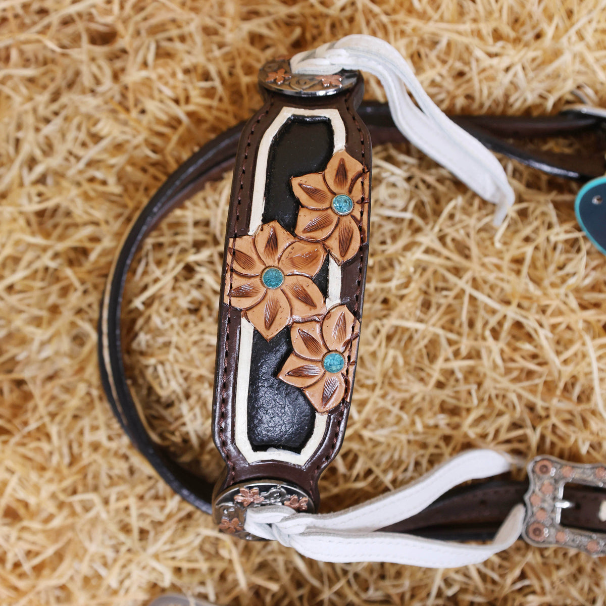Flower Carving with White Fringe Western Horse Tack Set