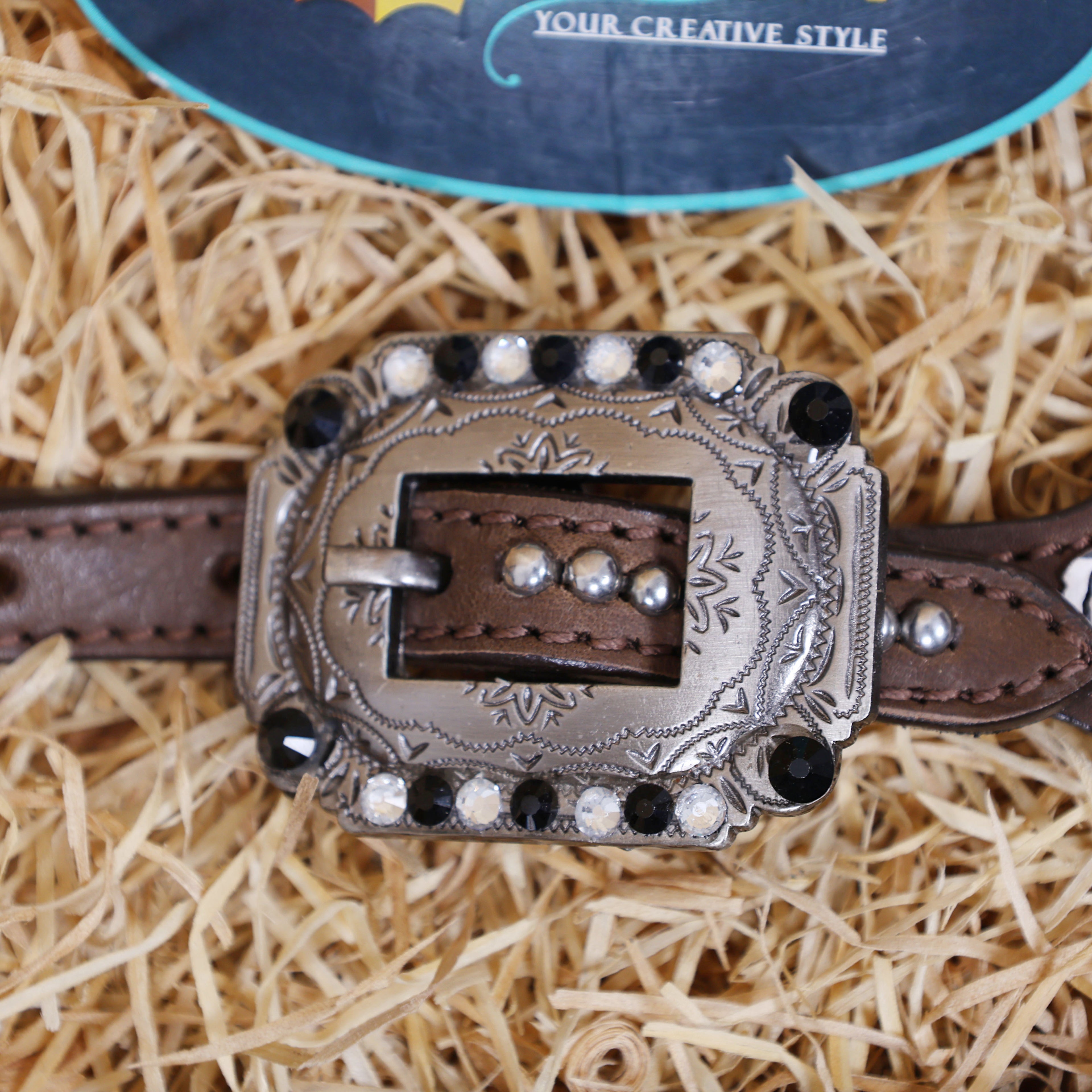 MOUSM Horse Headstall & Breast Collar Set - Made with Argentina Cow Leather, Decorated with Black Alligator Texture and Checkered Pattern with Bling Berry Conchos, Western Tack Set Surrounded by Silver Studs, All Antique Nickel Hardware