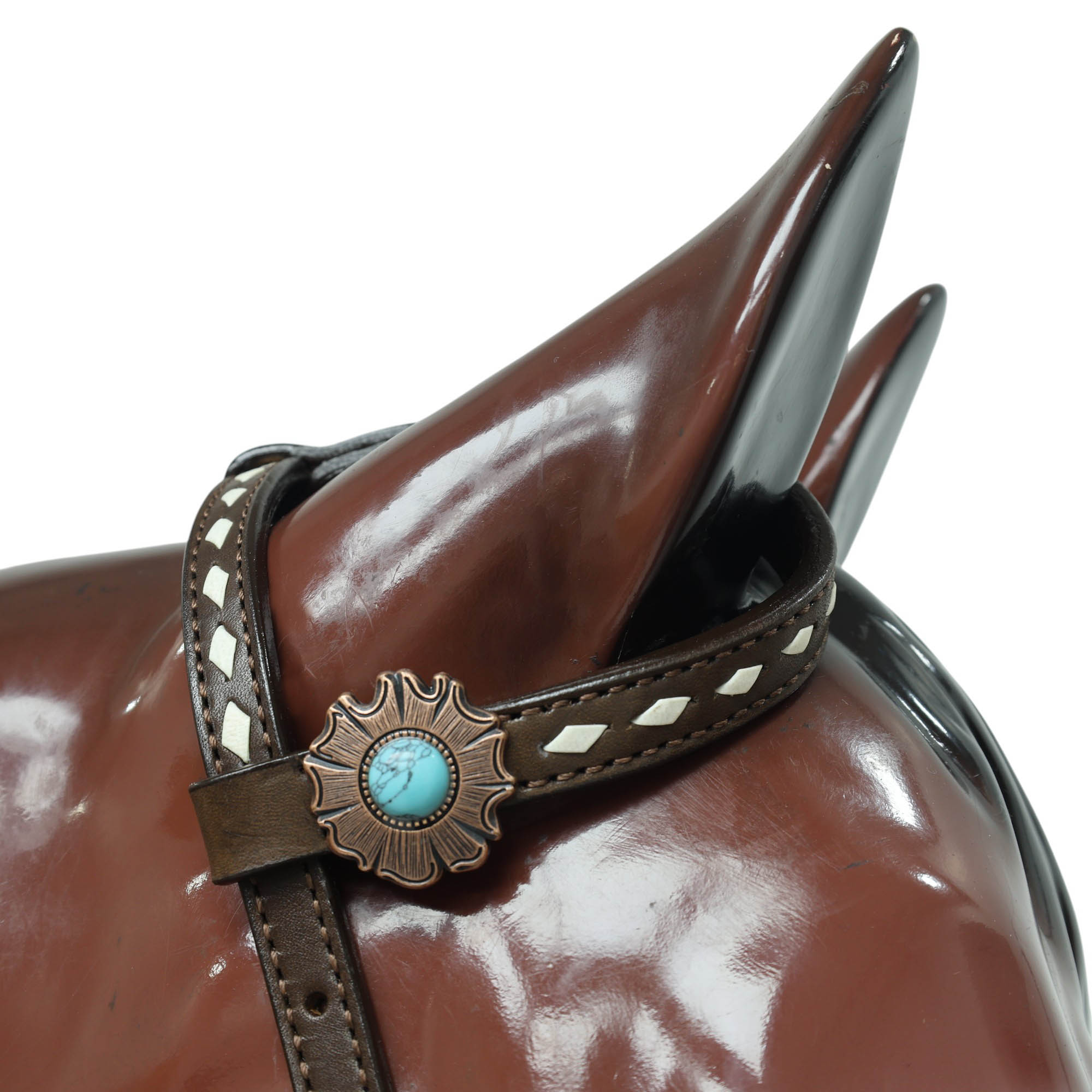 MOUSM Western Horse Tack Set – Made from Genuine Argentina Cow Leather, Decorated with Hand-Carved Cactus and Sunflower Designs, Rawhide Backstitching on One-Ear Headstall and Breast Collar, and Flower-Shaped Conchos with Turquoise Stone