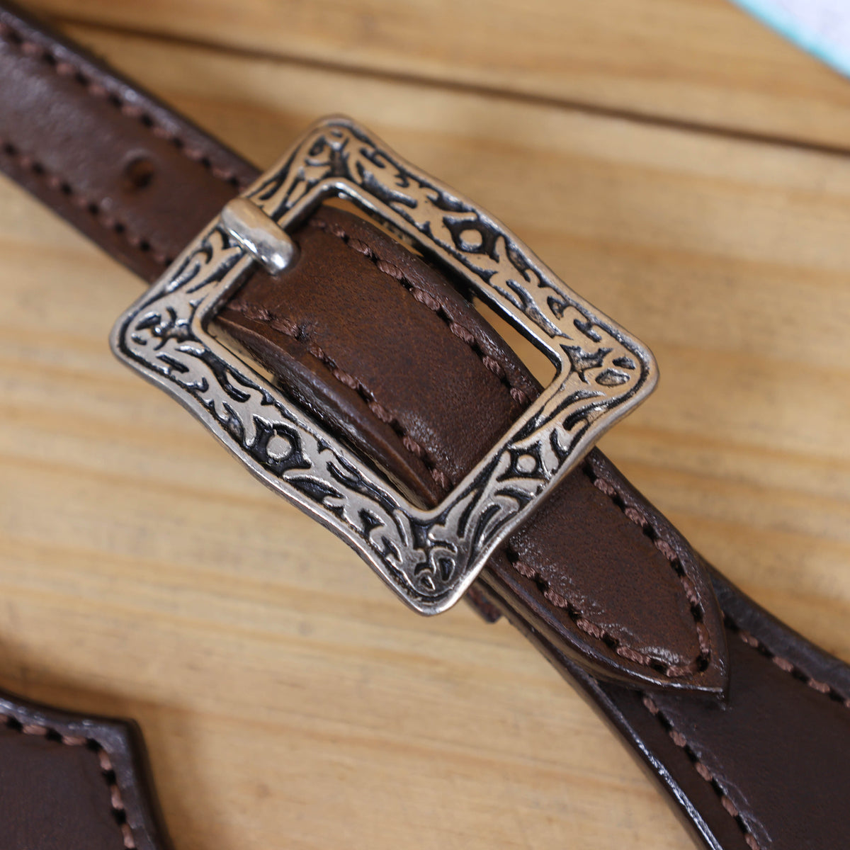 Smooth Brown Leather and Strings Two Ear Headstall Breast Collar