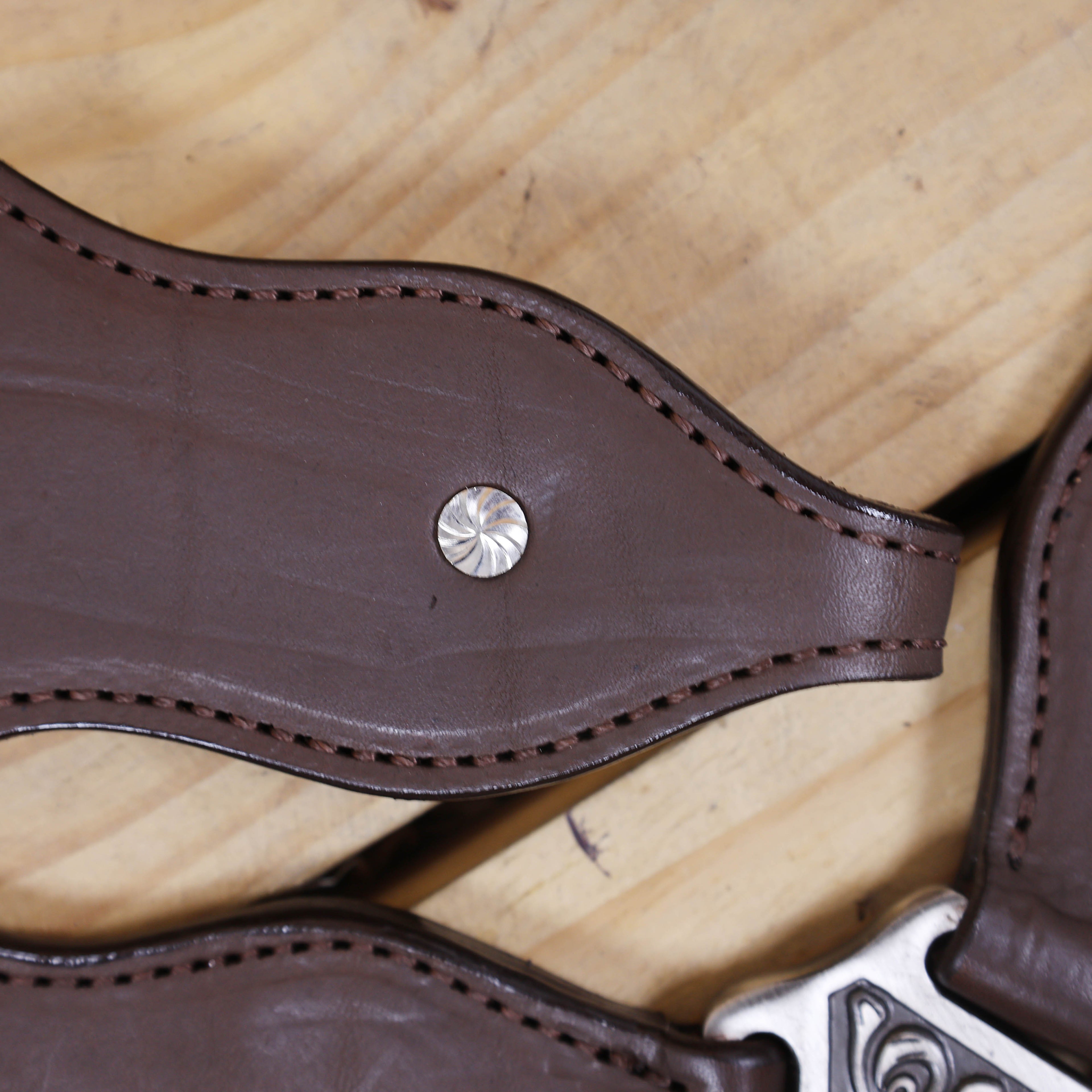 Western Headstall and Breast Collar Set, Smart Plain Brown Leather with Antique Nickel Hardware MOUSM
