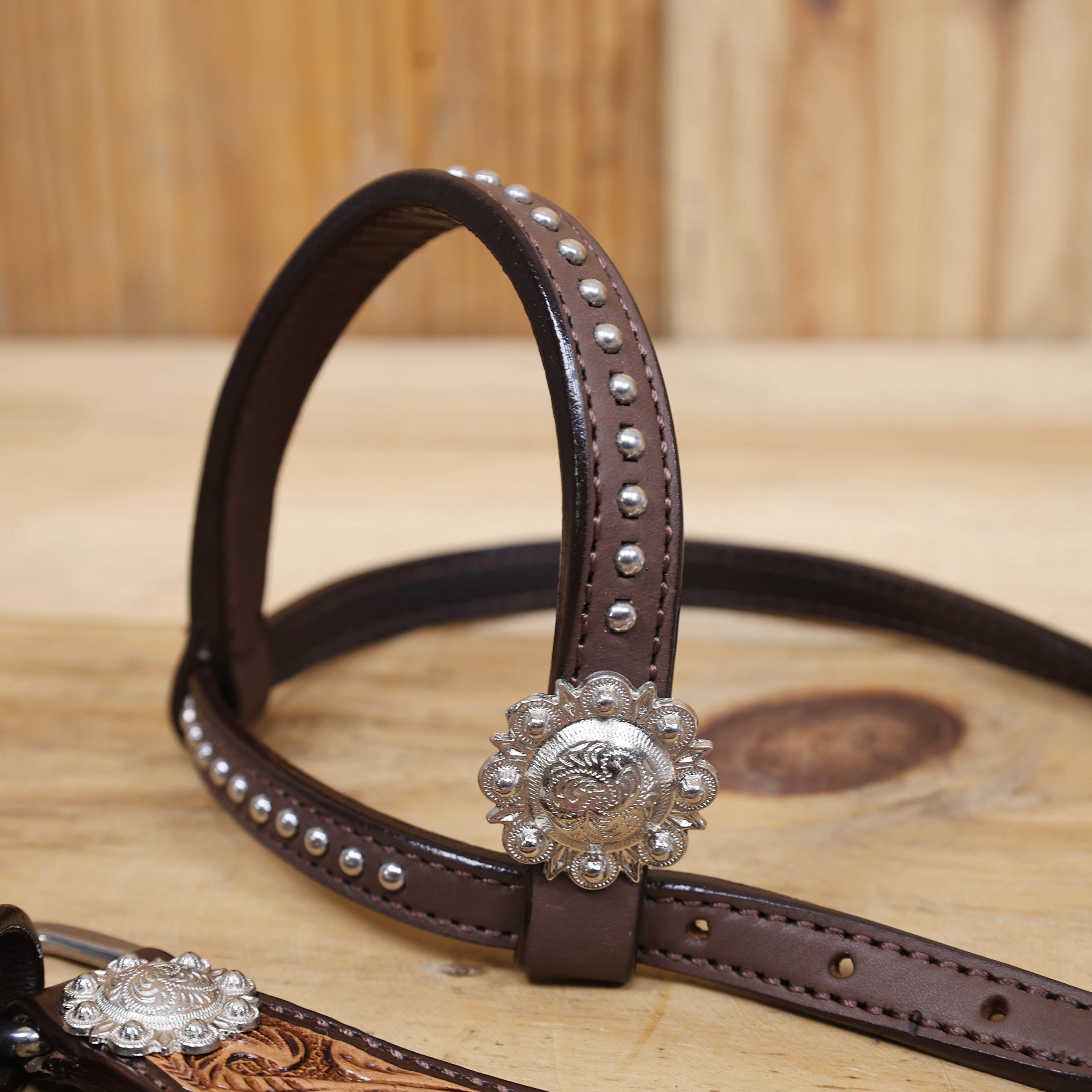 Western Headstall and Breast Collar Set Halloween Ghost Engraving and Painted Gladiator Style Breast Collar with Silver Studs MOUSM