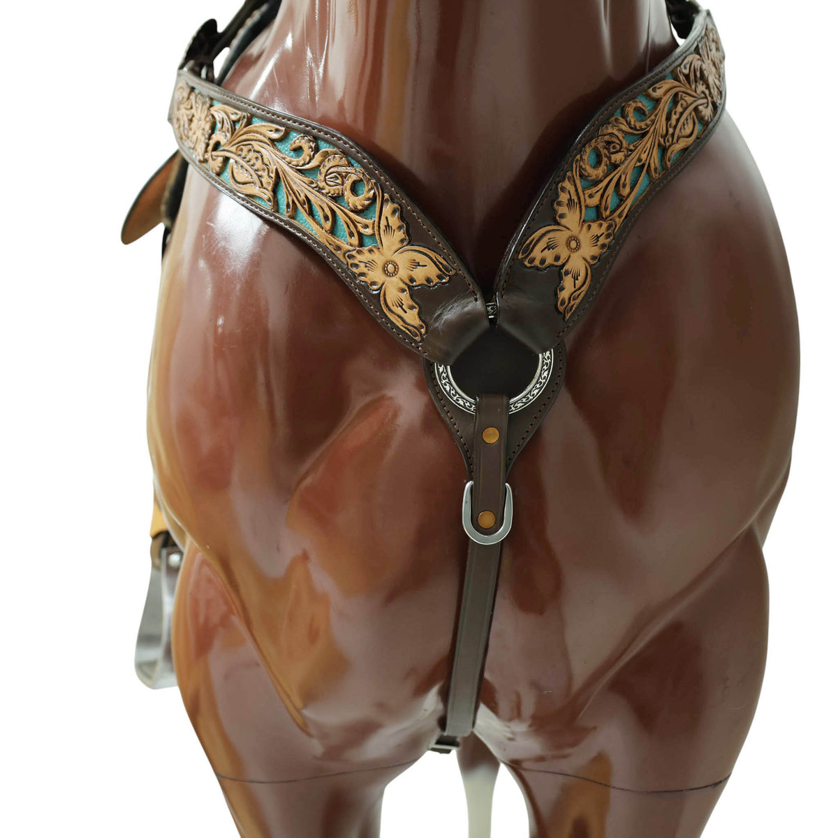 Flower Hand Tooled and Filigree Carving Western Headstall Set