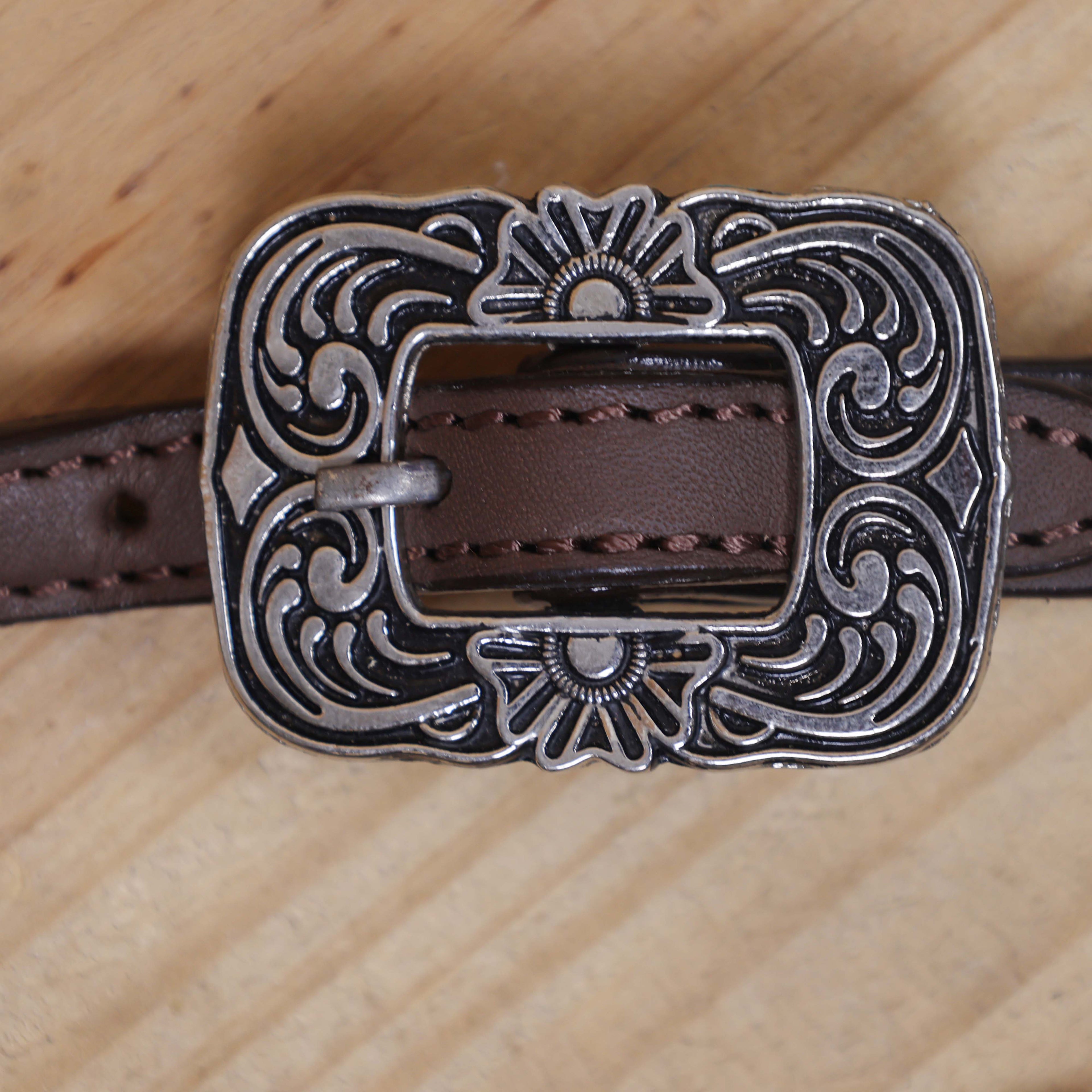 Western Headstall and Breast Collar Set with White Rawhide Braiding, Teal and Purple Crisscross Design, and Silver Antique Finish Hardware MOUSM