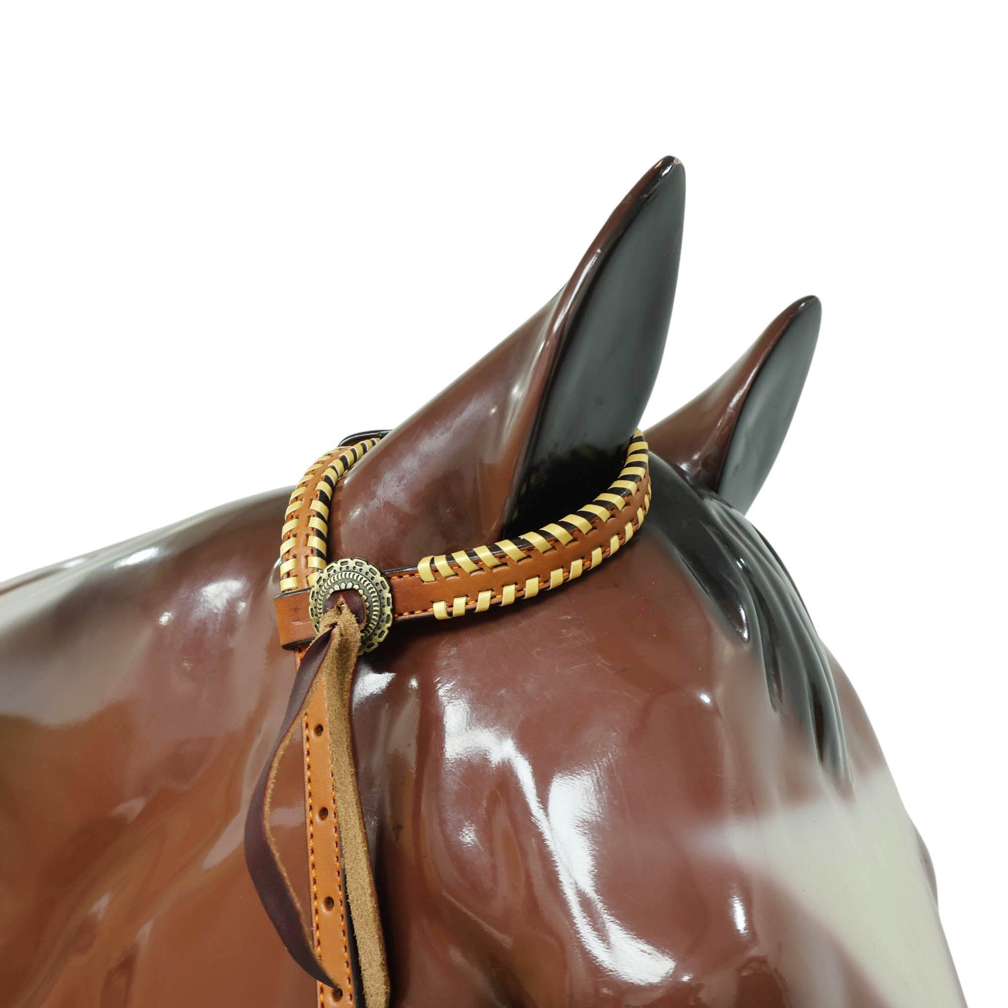 Western Leather Headstall & Breast Collar Set – Black Golden Copper Floral Embossed