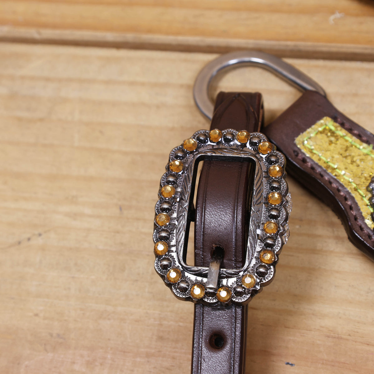 Sparkling Golden Glitter Western Headstall and Breast Collar Set
