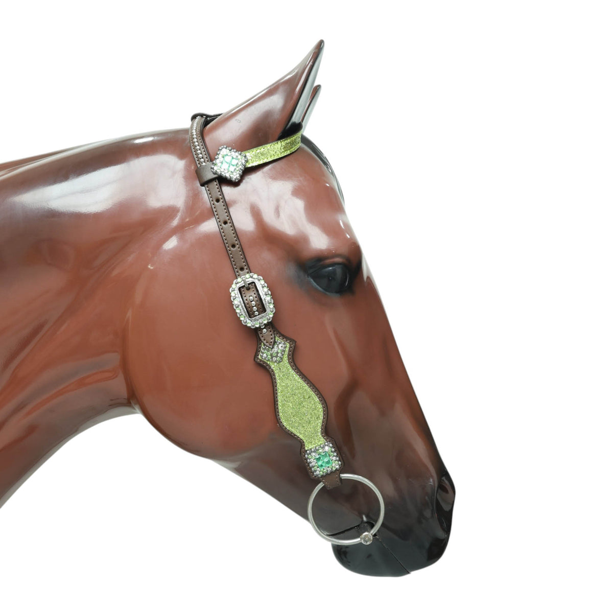 Lime Green Glitter Western Tack with Bling Rhinestone, Silver Studs