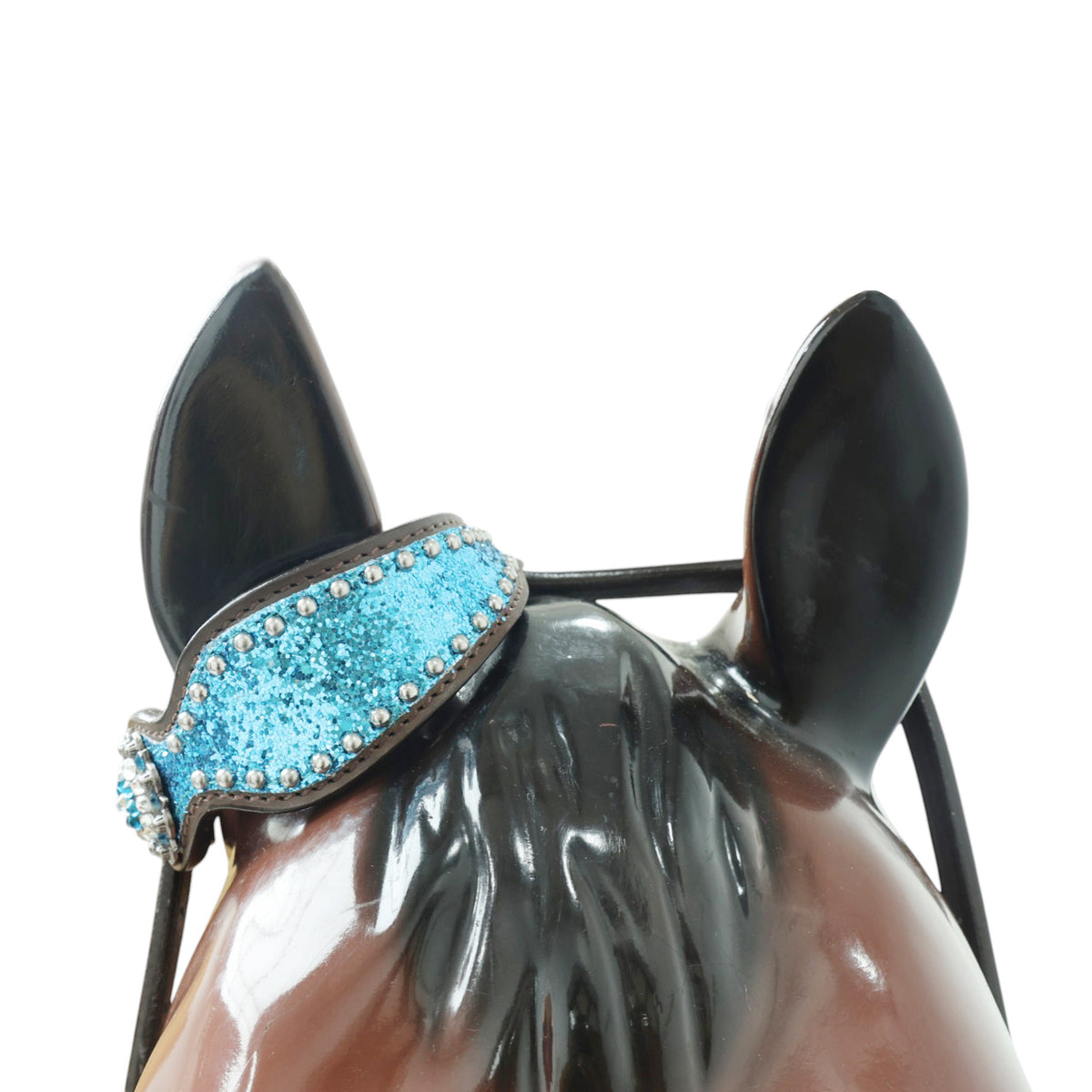 Teal Glitter Alligator with Silver Studs Headstall Tack Set