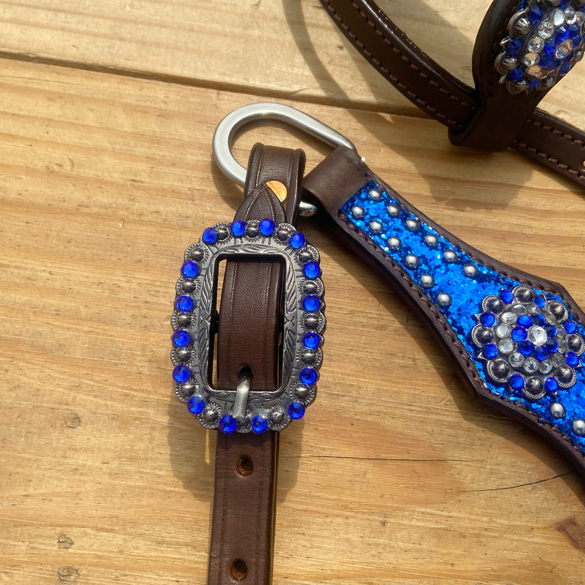 Royal Blue Glitter Alligator Western Horse Tack Set