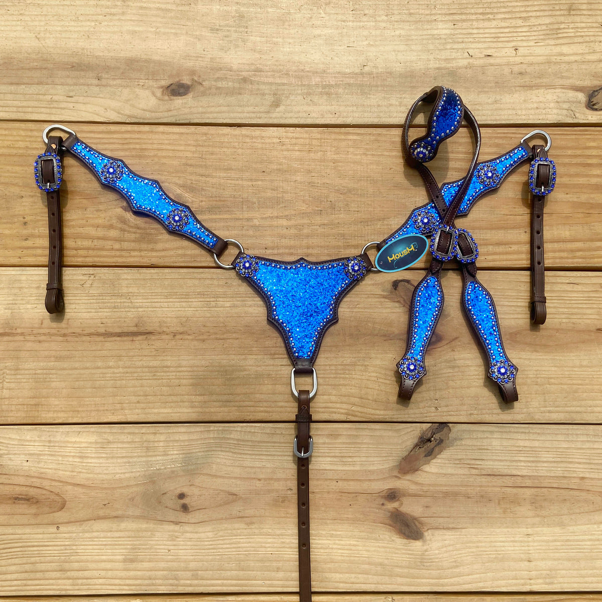 Royal Blue Glitter Alligator Western Horse Tack Set