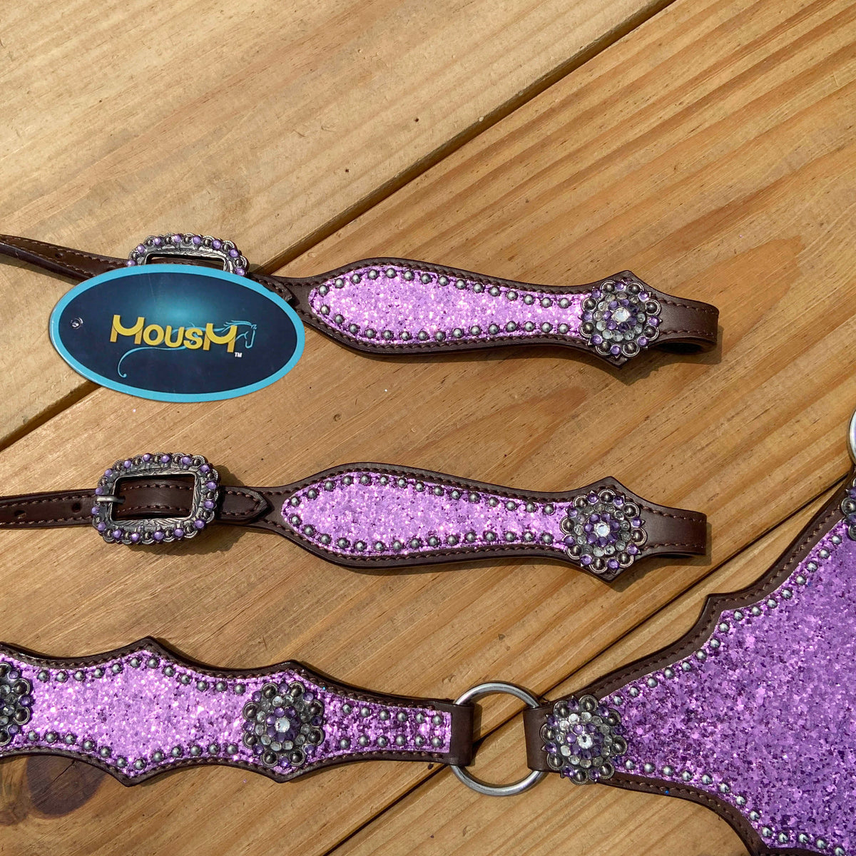 Light Purple Glitter Headstall and Breast Collar Tack Set