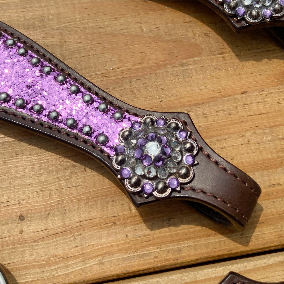 Light Purple Glitter Headstall and Breast Collar Tack Set