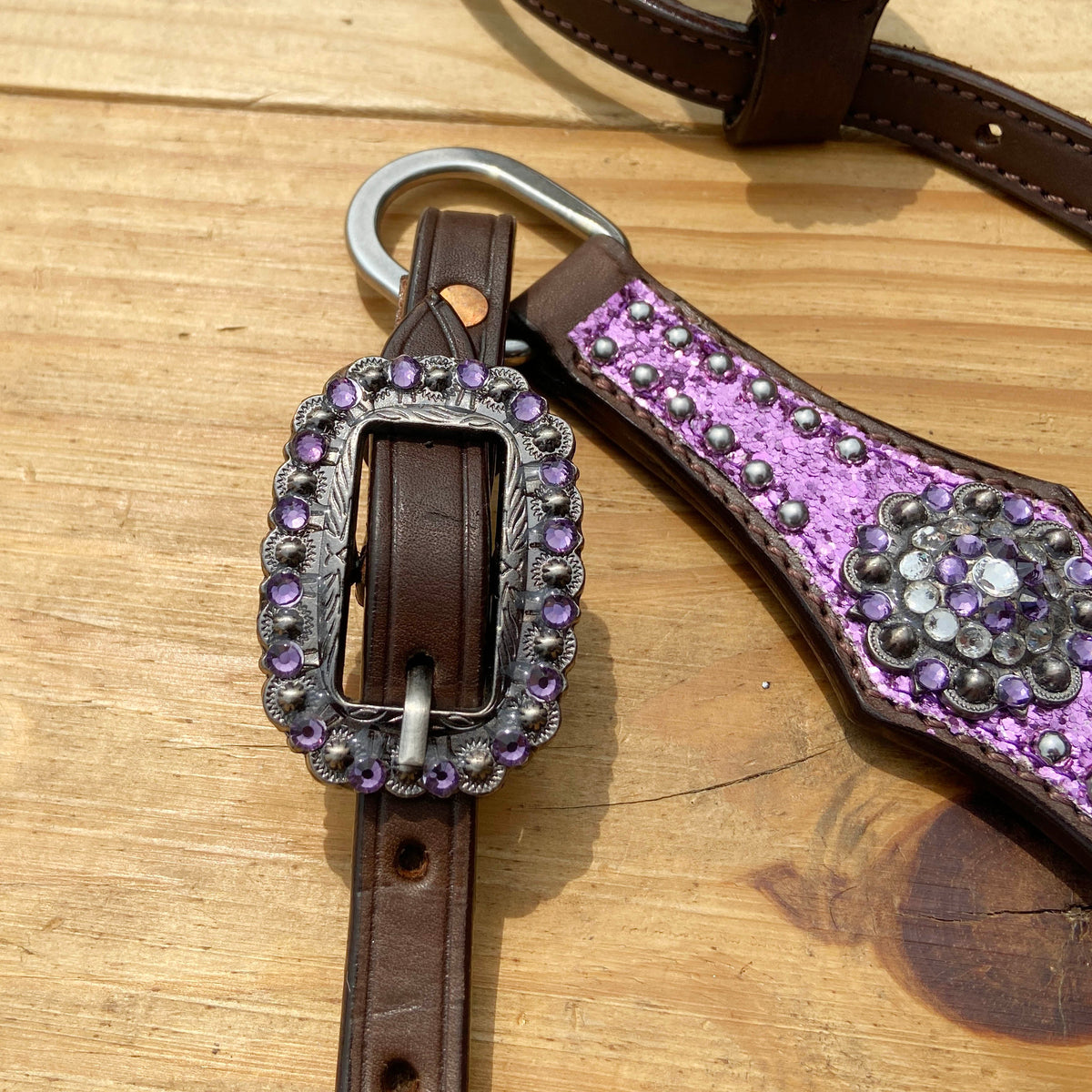 Light Purple Glitter Headstall and Breast Collar Tack Set
