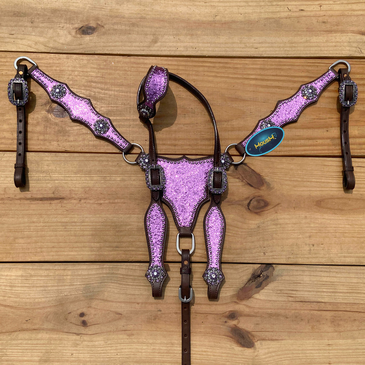 Light Purple Glitter Headstall and Breast Collar Tack Set