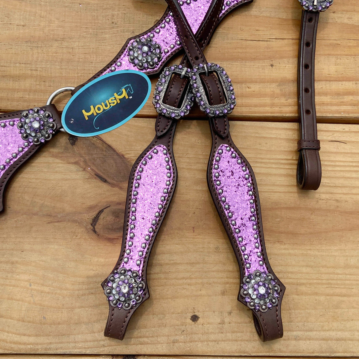 Light Purple Glitter Headstall and Breast Collar Tack Set