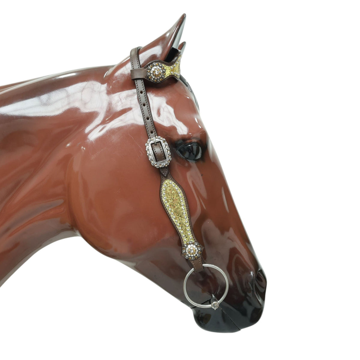 Golden Glitter Alligator Western Tack Set with Rhinestone Conchos