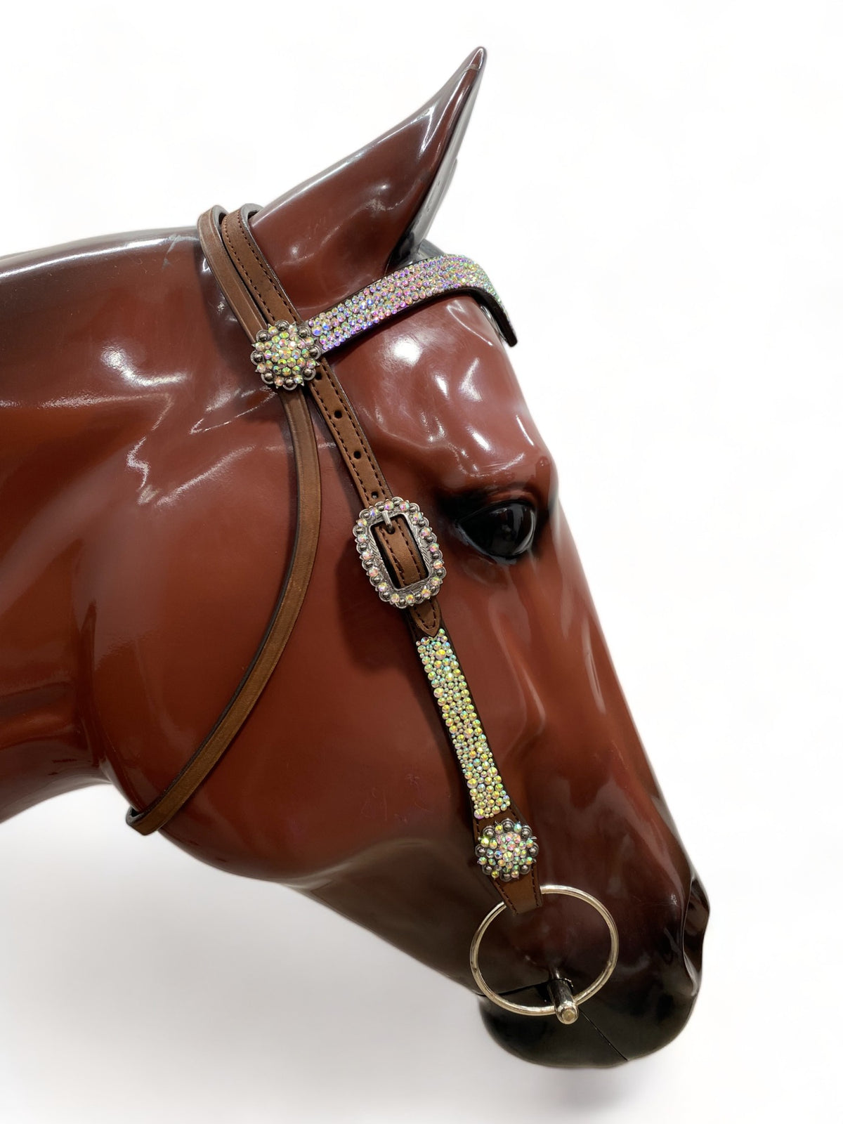 Western Silver Rhinestone Headstall and Breast Collar Set for Horse