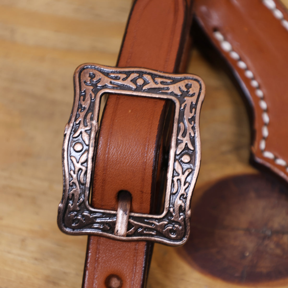 Western Leather Headstall and Breast Collar tack Set decorated with Plain tan leather
