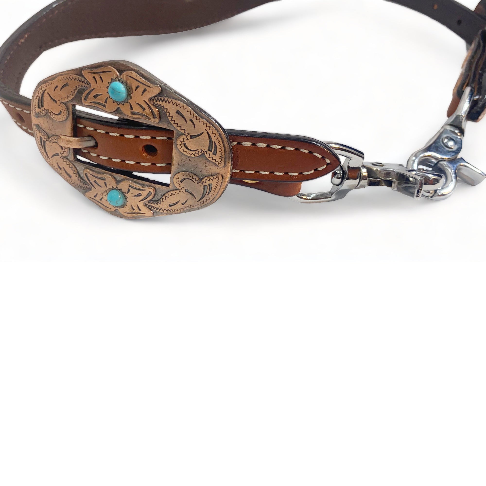 MOUSM Western Wither Strap – Stylish Horse Tack Accessory with Turquoise Alligator Print, Copper Studs & Turquoise Bullhead Logo