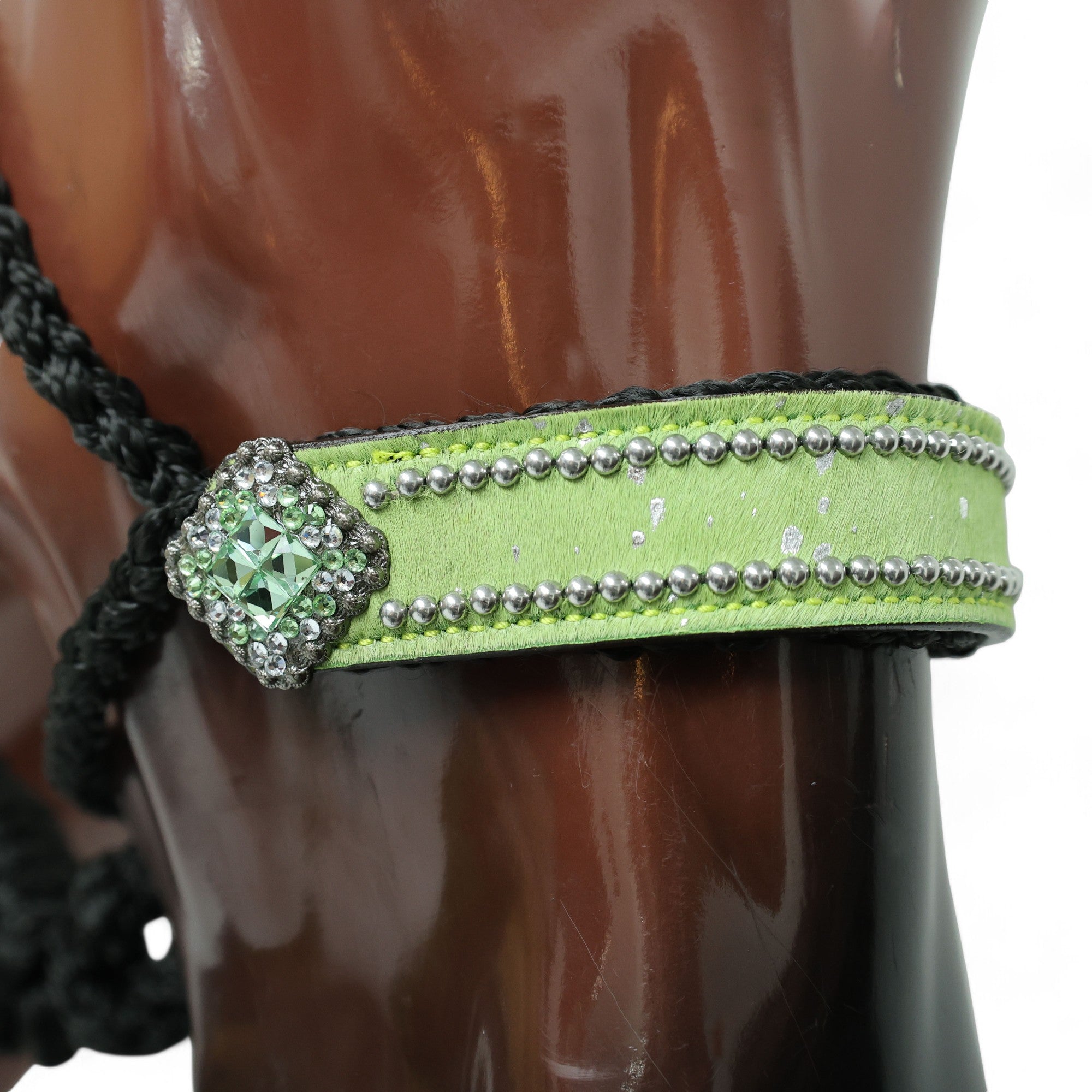 MOUSM Nylon Mule Halter for Horse with Leather Noseband – 7.5&