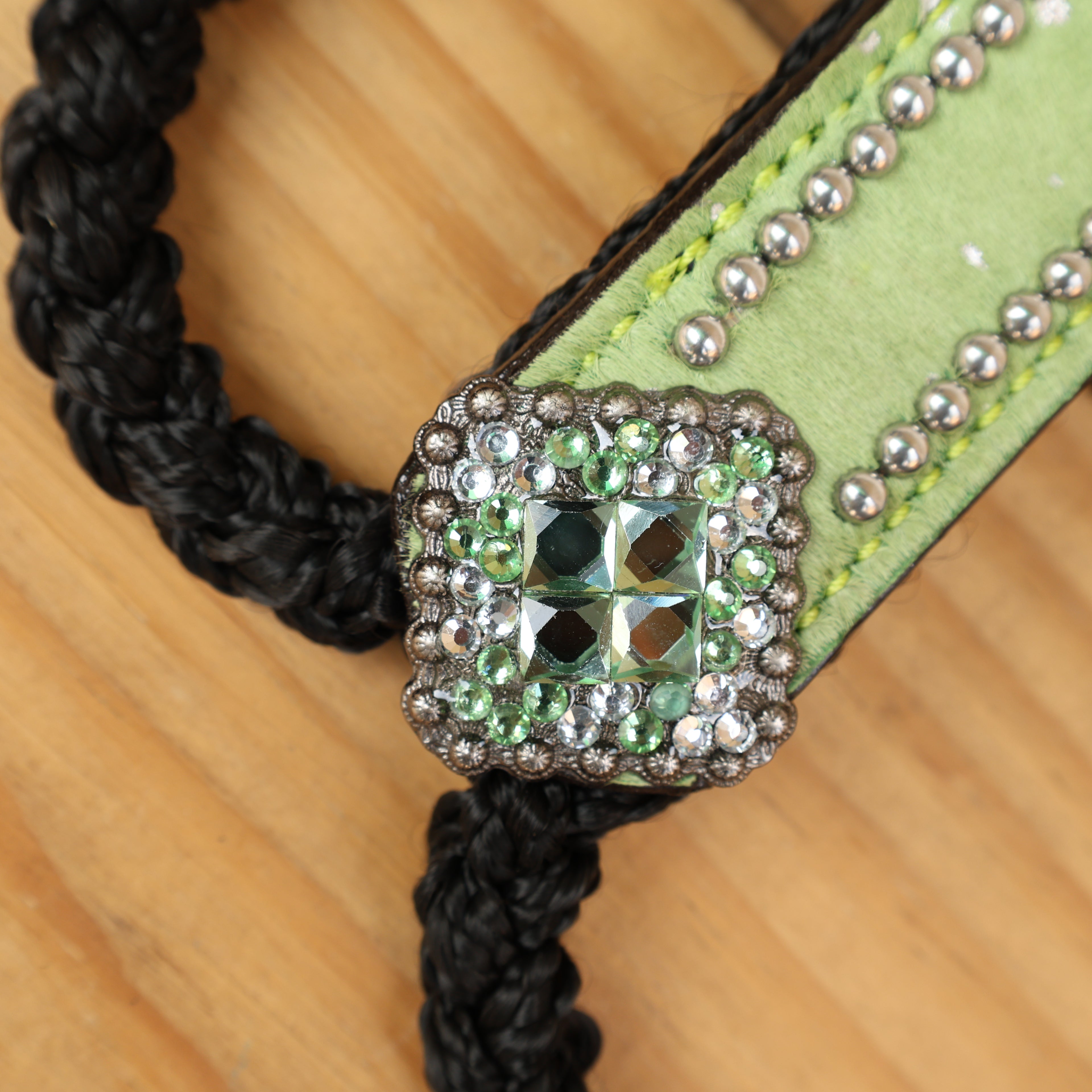 MOUSM Nylon Mule Halter for Horse with Leather Noseband – 7.5&