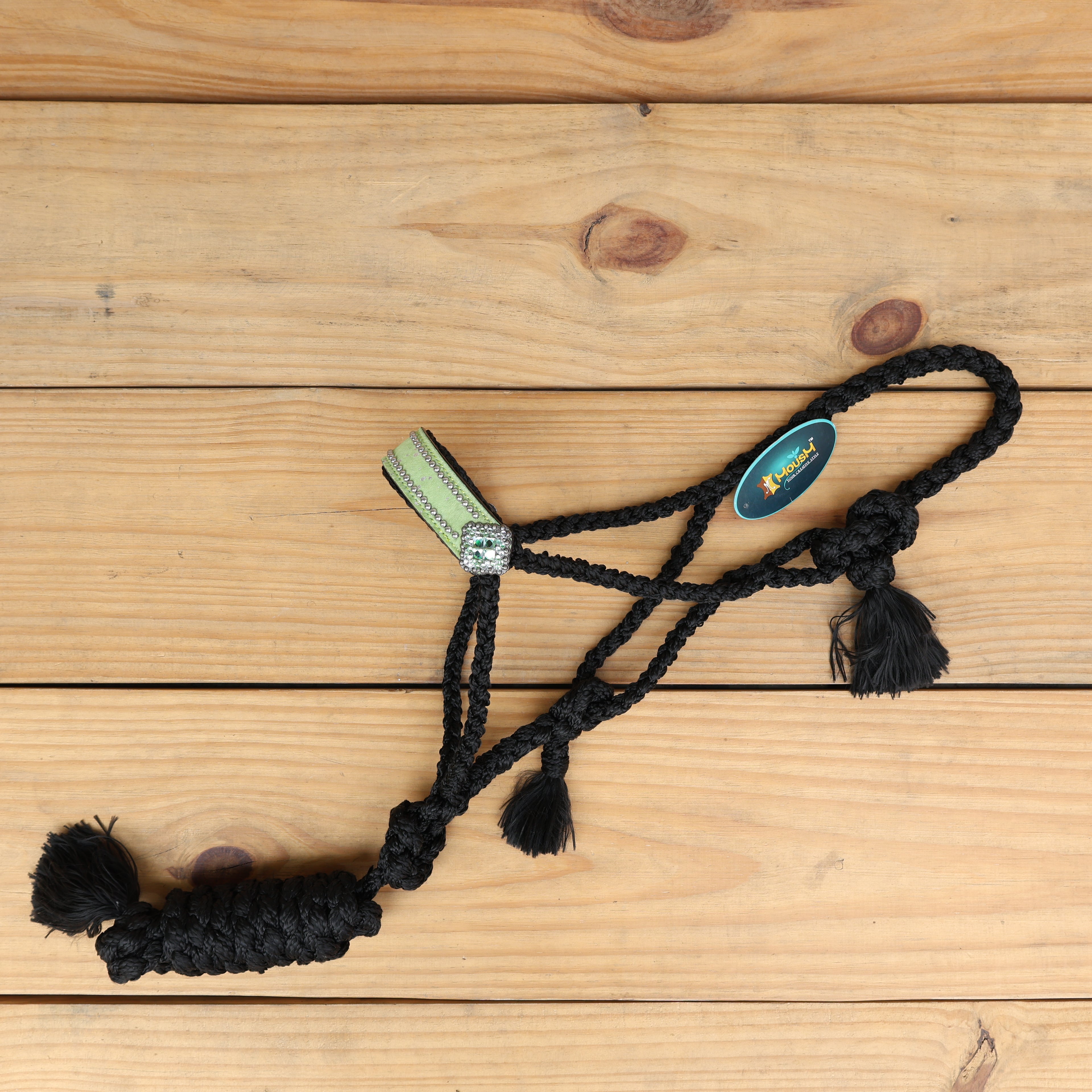 MOUSM Nylon Mule Halter for Horse with Leather Noseband – 7.5&