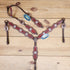 leather headstall and breast collar tack set decorated with red alligator fashion leather white rawhide buck stitching
