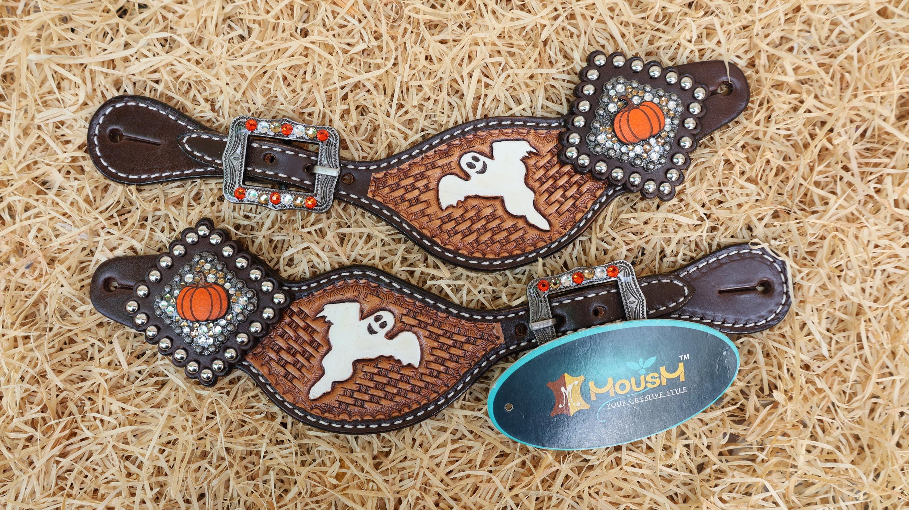 Western Spur Strap with Spooky Ghost Print