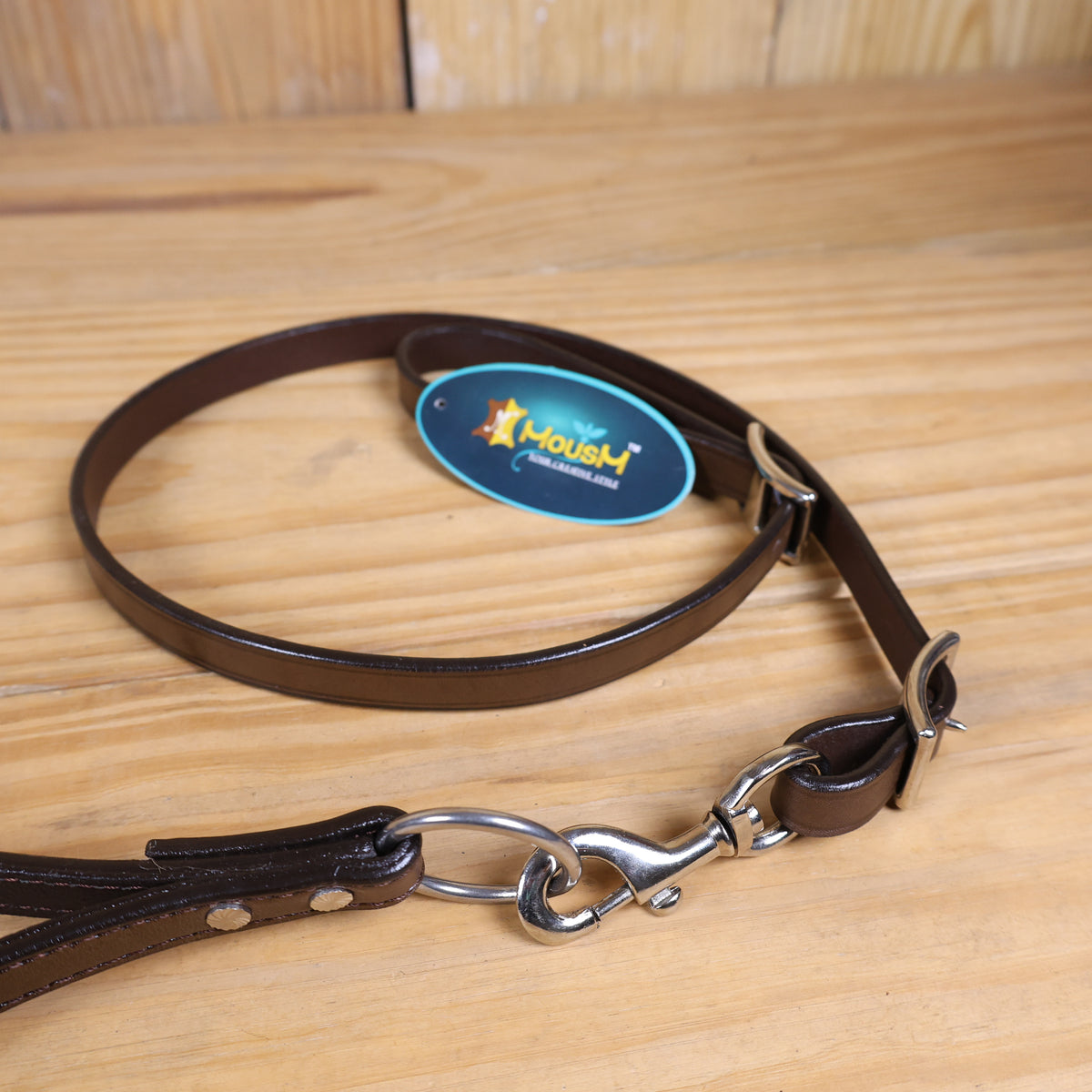 MOUSM Genuine Cow Hide Leather Tie Down Noseband with Leather Strap for Horse - Decorated with Orange Metallic Acid Wash Natural Hair On Cowhide and Rhinestone Conchos, 1 Meter Strap Length and 6/8" Inches width.