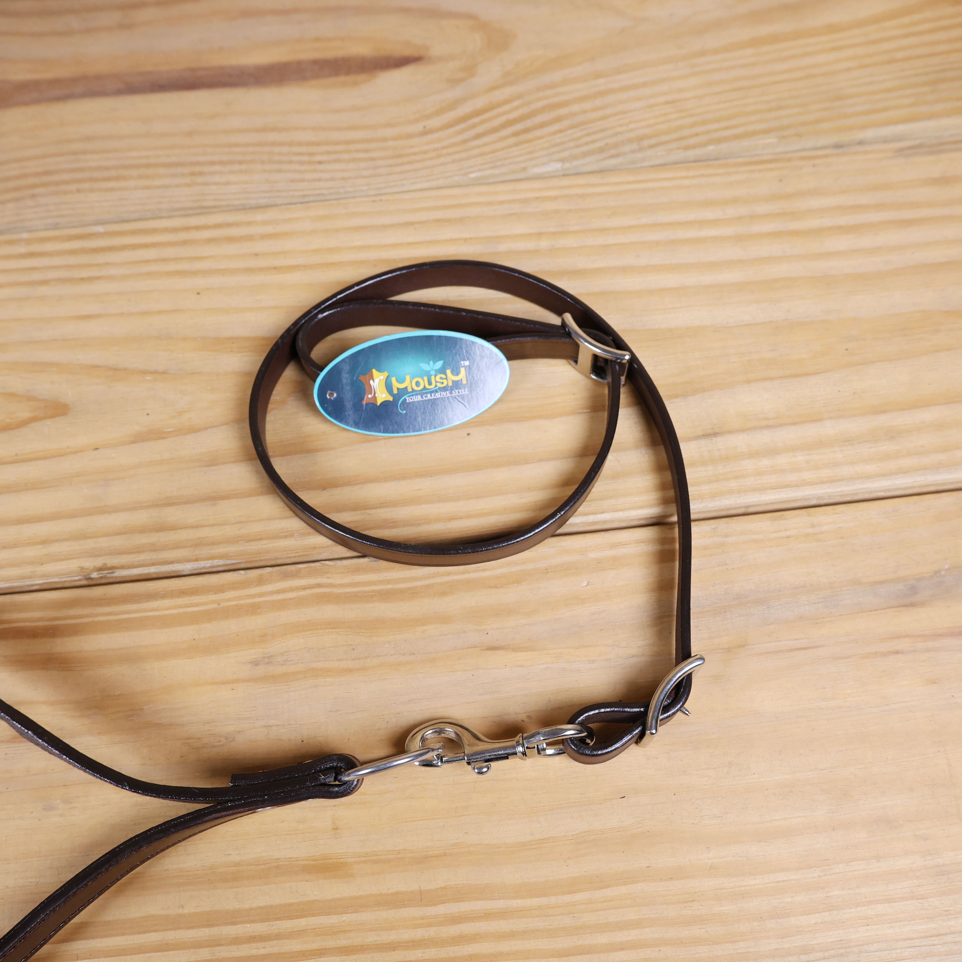 MOUSM Genuine Cow Hide Leather Tie Down Noseband with Leather Strap for Horse - Decorated with White Metallic Acid Wash Natural Hair On Cowhide and Rhinestone Conchos, 1 Meter Strap Length and 6/8" Inches width.