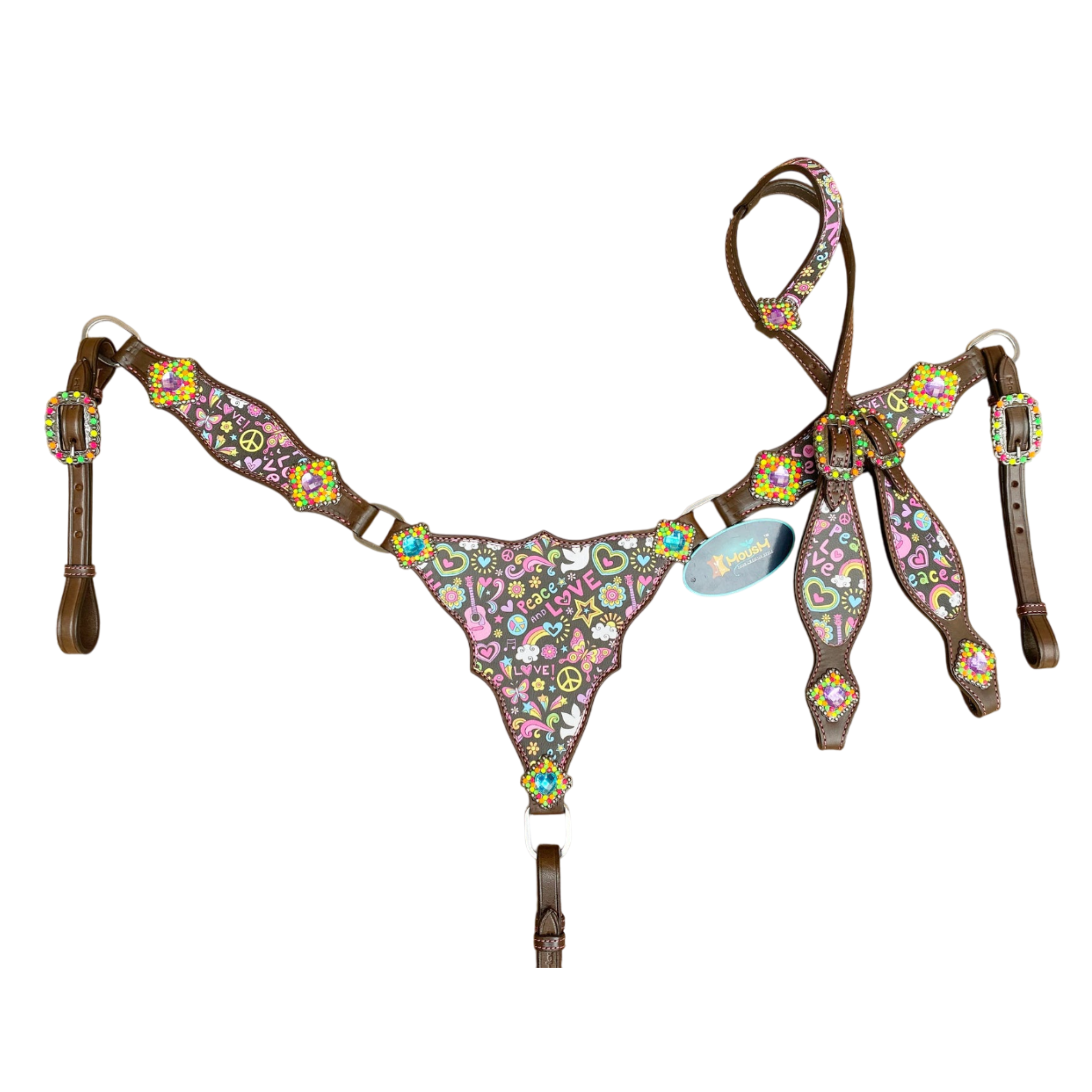 MOUSM Western Leather Headstall and Breast Collar Set – Valentine&