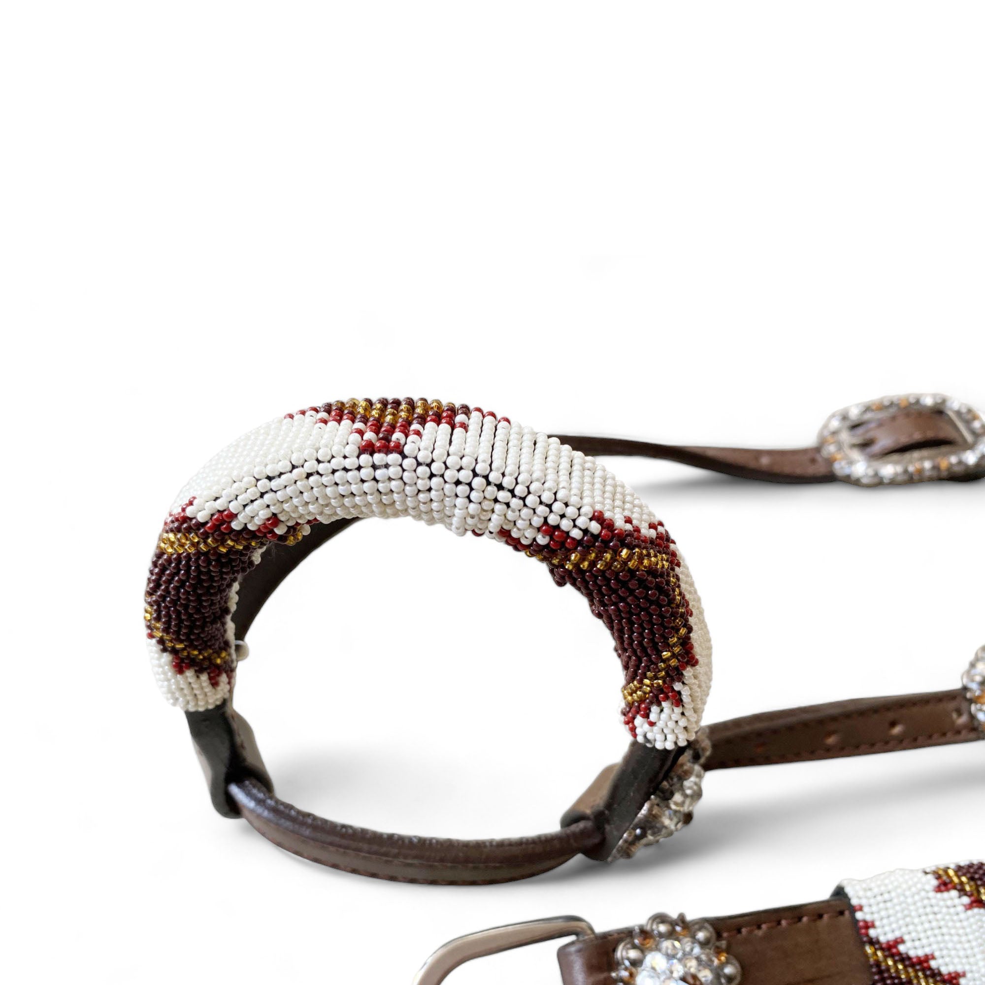 MOUSM Western Headstall and Breast Collar Tack Set with Wither Strap – Decorated with Hand-Beaded Leather Tack with Rhinestone Conchos