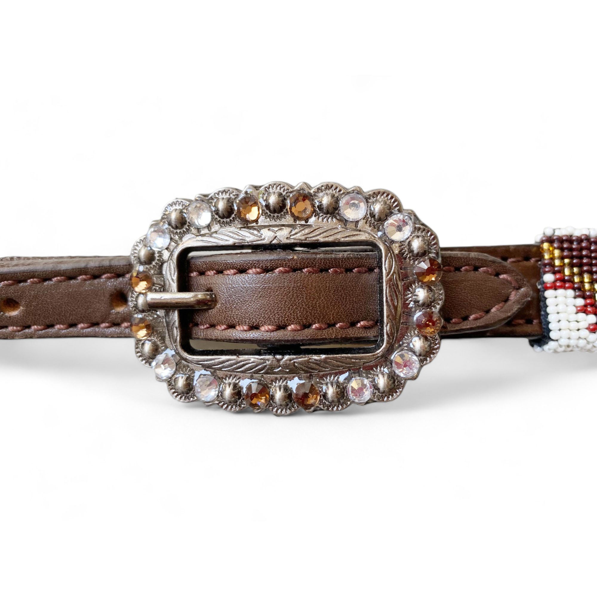 MOUSM Western Headstall and Breast Collar Tack Set with Wither Strap – Decorated with Hand-Beaded Leather Tack with Rhinestone Conchos