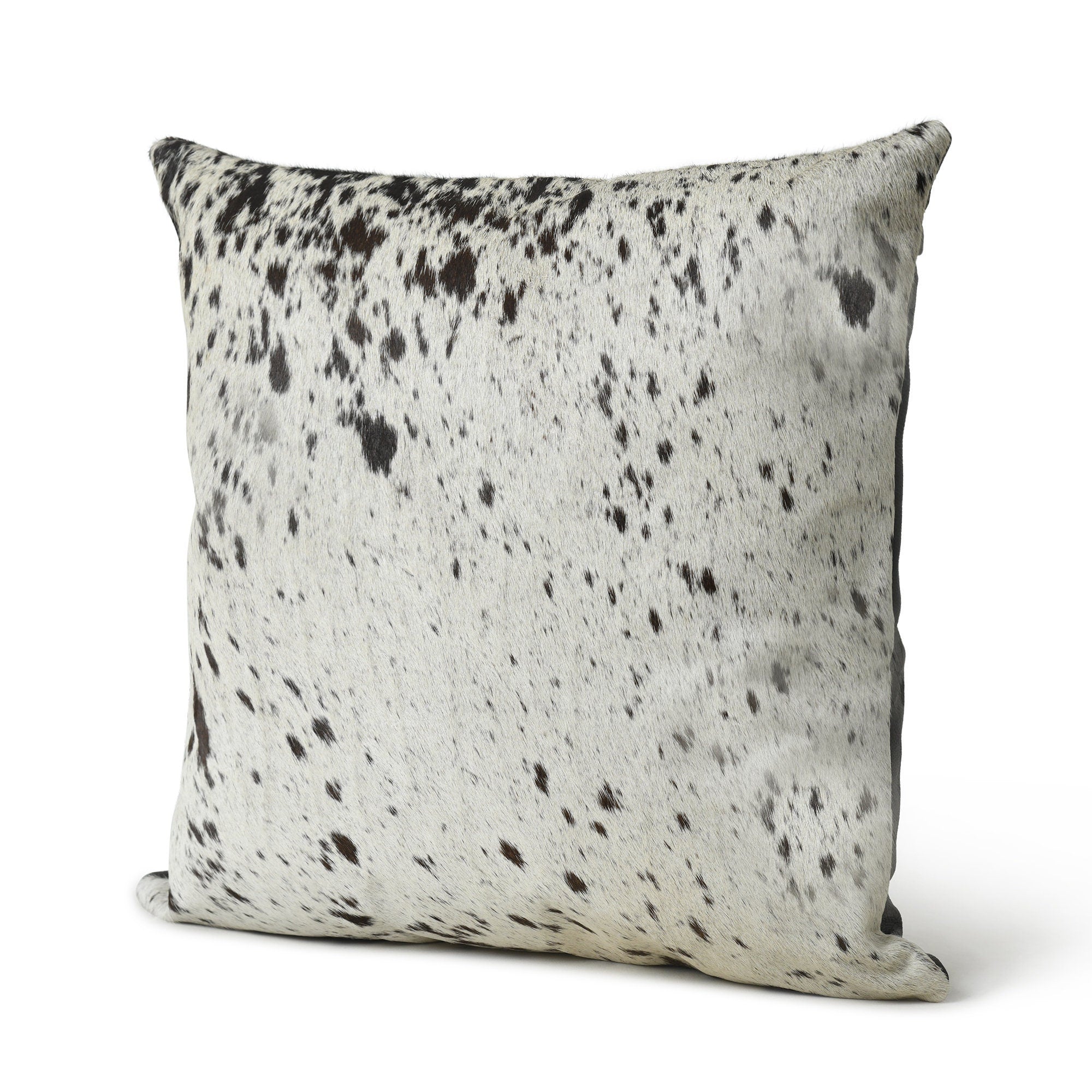 MOUSM Real Cowhide Leather Cushion Cover – 18x18 Inch Hair-On Decorative Pillow Cover with White with Black Spots – Designer Throw Pillow Case for Sofa, Couch, Living Room & Bedroom