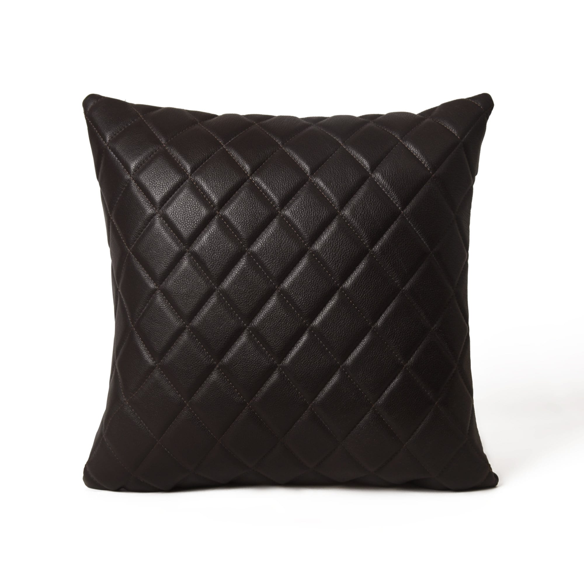 MOUSM Real Cowhide Leather Cushion Cover – 18x18 Inch Decorative Pillow Cover with Diagonal Striped Checks – Designer Throw Pillow Case for Sofa, Couch, Living Room & Bedroom (White / Tan / Brown / Black)