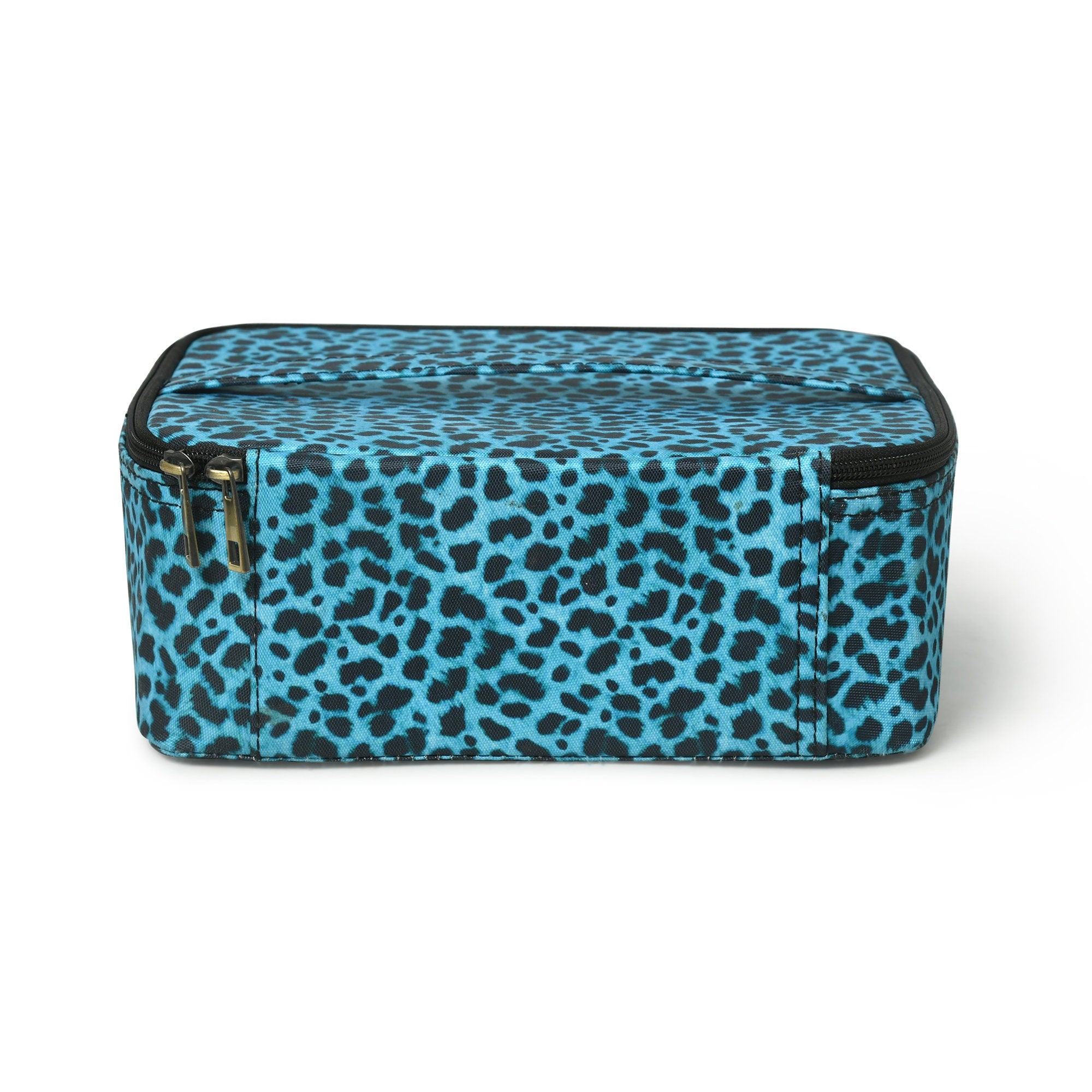 Mousm Hand crafted Makeup Bag, Jewelry Travel Case, Nylon fabric leopard Print Makeup Box, Purse Jewelry Holder, Jewelry Travel Case