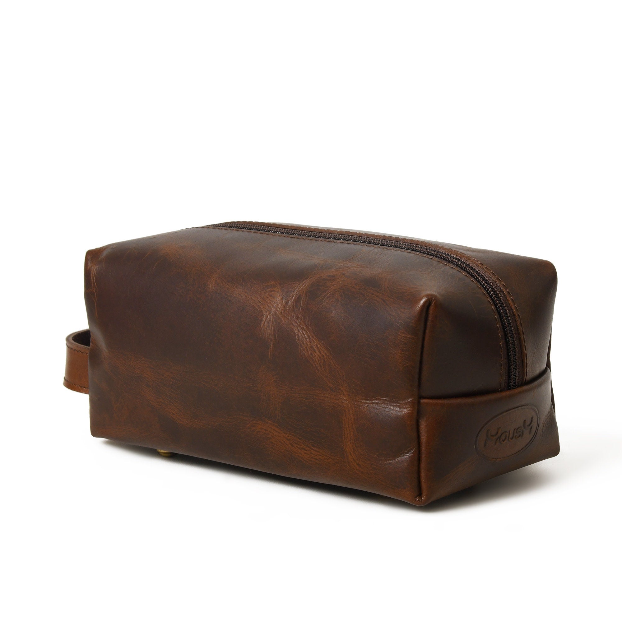Mousm Leather Toiletry Bag, Genuine Leather Bags, Toiletry Kit, Leather Gift for Groomsmen | Mens | Dad | Bestman Fathers Day Gift