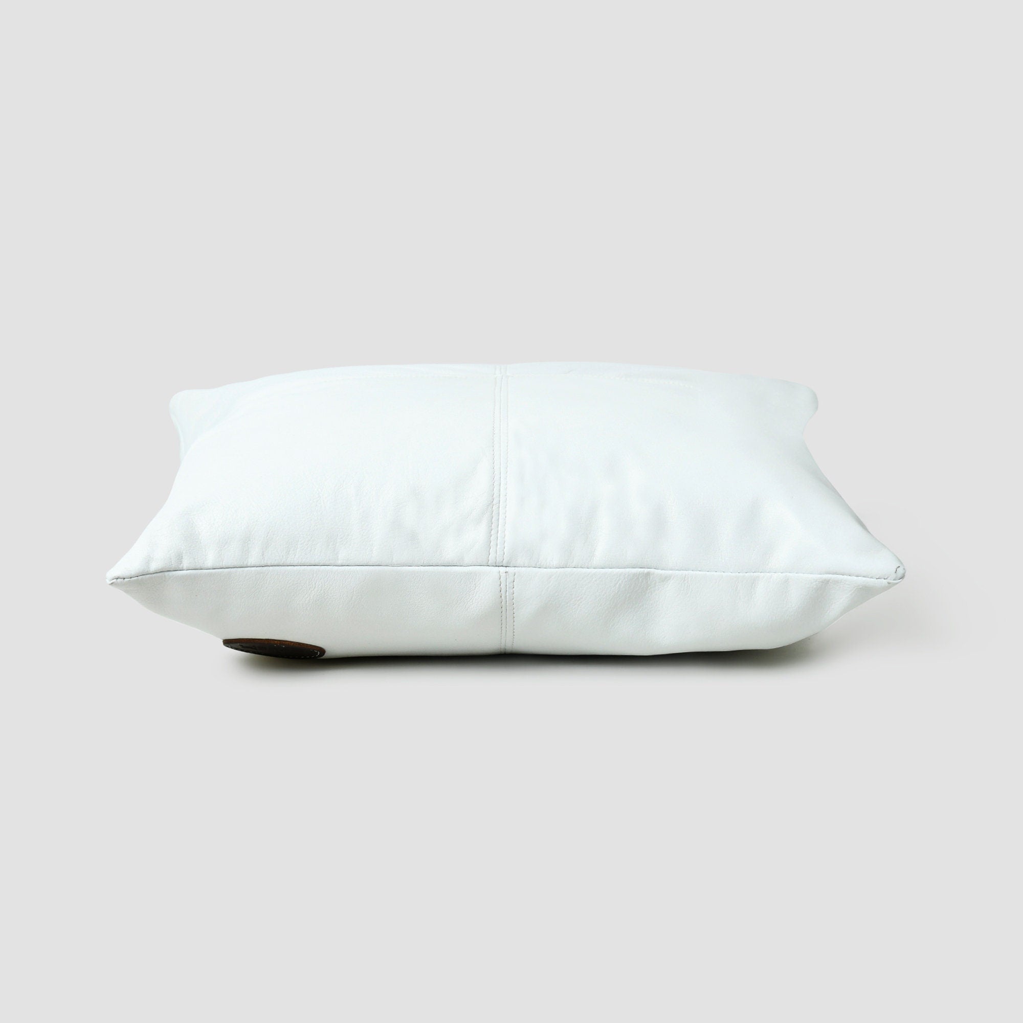 MOUSM Real Cowhide Leather Cushion Cover – 18x18 Inch Square Pattern Designer Pillow Cover – Decorative Throw Pillow Cover for Sofa, Couch, Living Room & Bedroom (White / Black / Tan / Dark Brown)