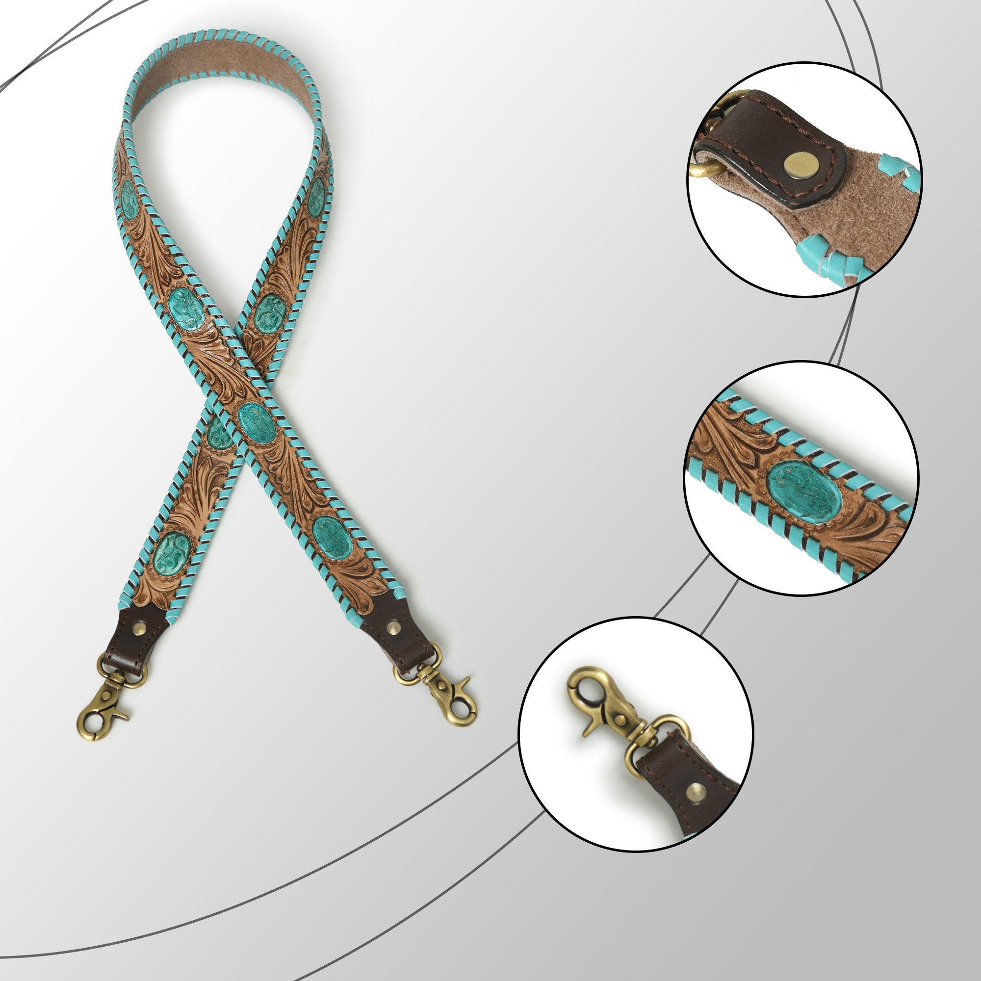 Mousm Replaceable Crossbody Bag Strap, Boho Canvas Straps, Detachable Leather Bag Strap, Shoulder Strap Purse Strap, Real Cow Leather Strap