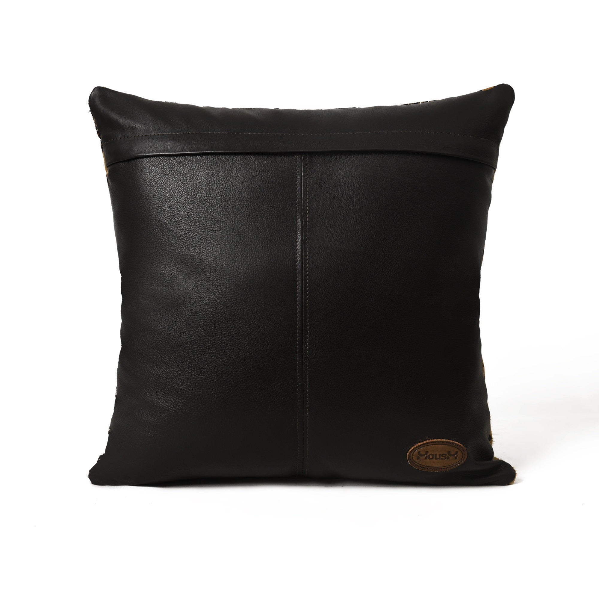 MOUSM Real Cowhide Leather Cushion Cover – 18x18 Inch Pillow Cover with Python Snake Print & Black Spots – Designer Square Pillow Cover for Sofa, Couch, Living Room & Bedroom