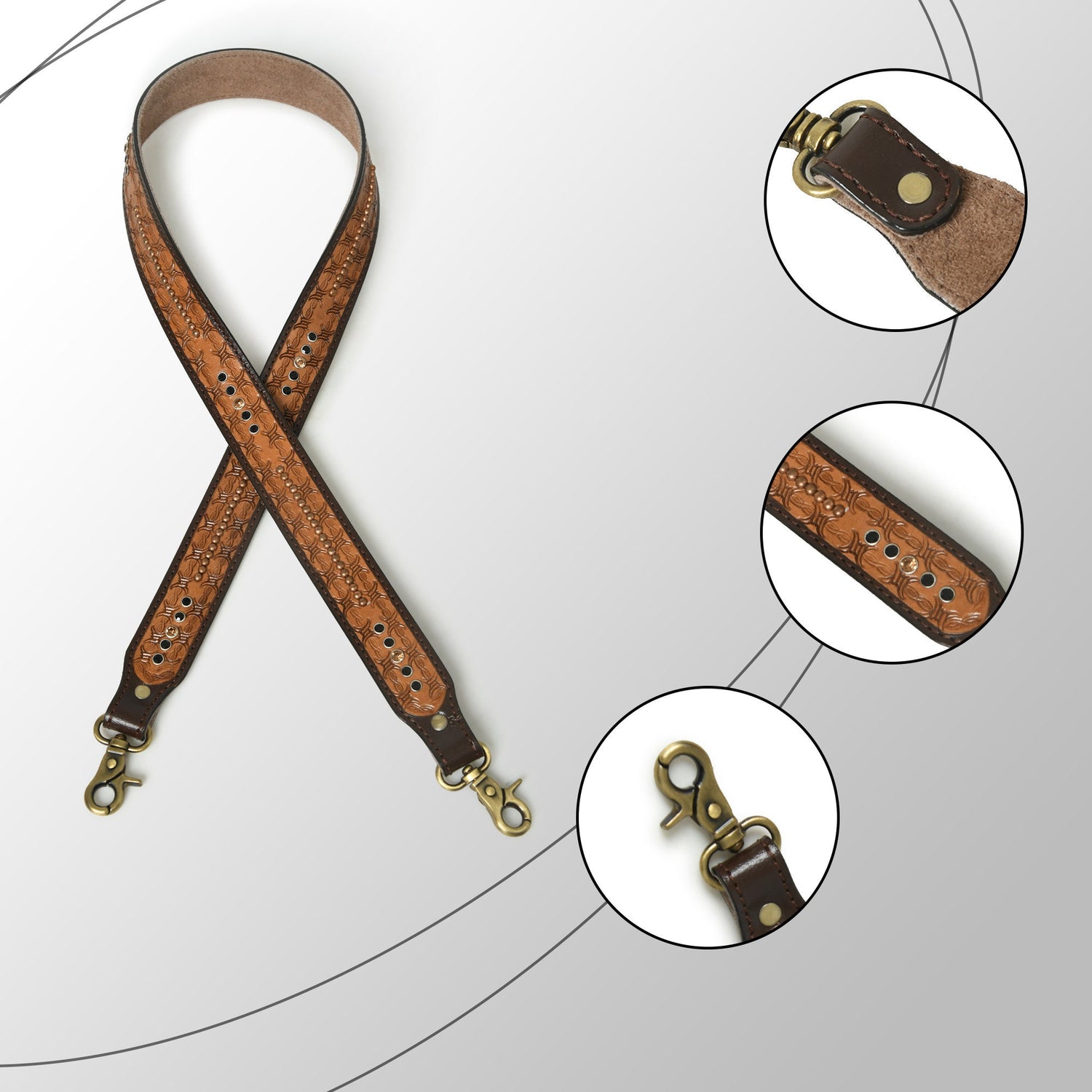 Mousm Detachable Crossbody Bag Strap for Women Real Leather Strap, Guitar Straps, Bohemian Strap, Replaceable Bag Strap, Canvas Bag Strap