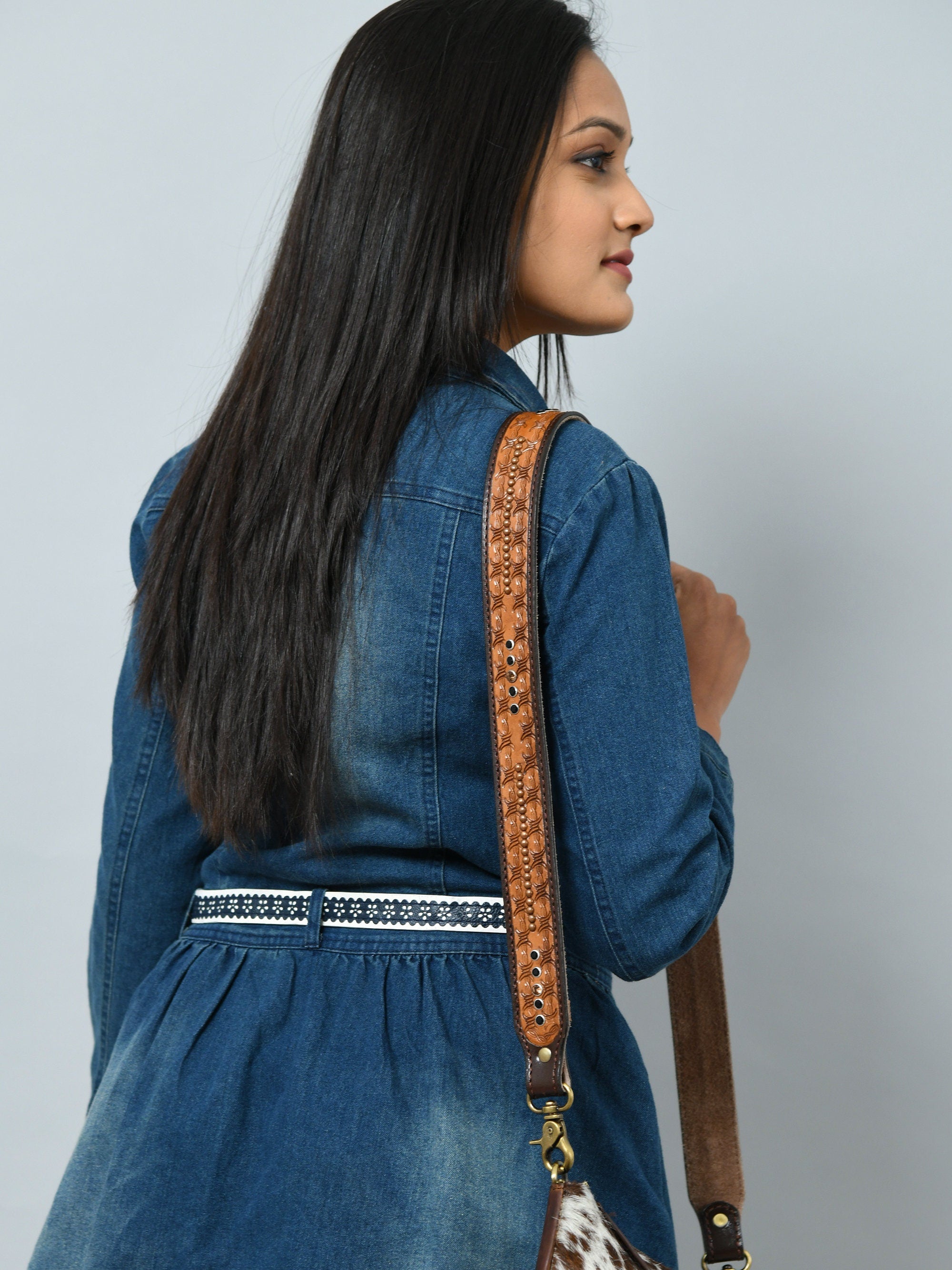 Mousm Detachable Crossbody Bag Strap for Women Real Leather Strap, Guitar Straps, Bohemian Strap, Replaceable Bag Strap, Canvas Bag Strap