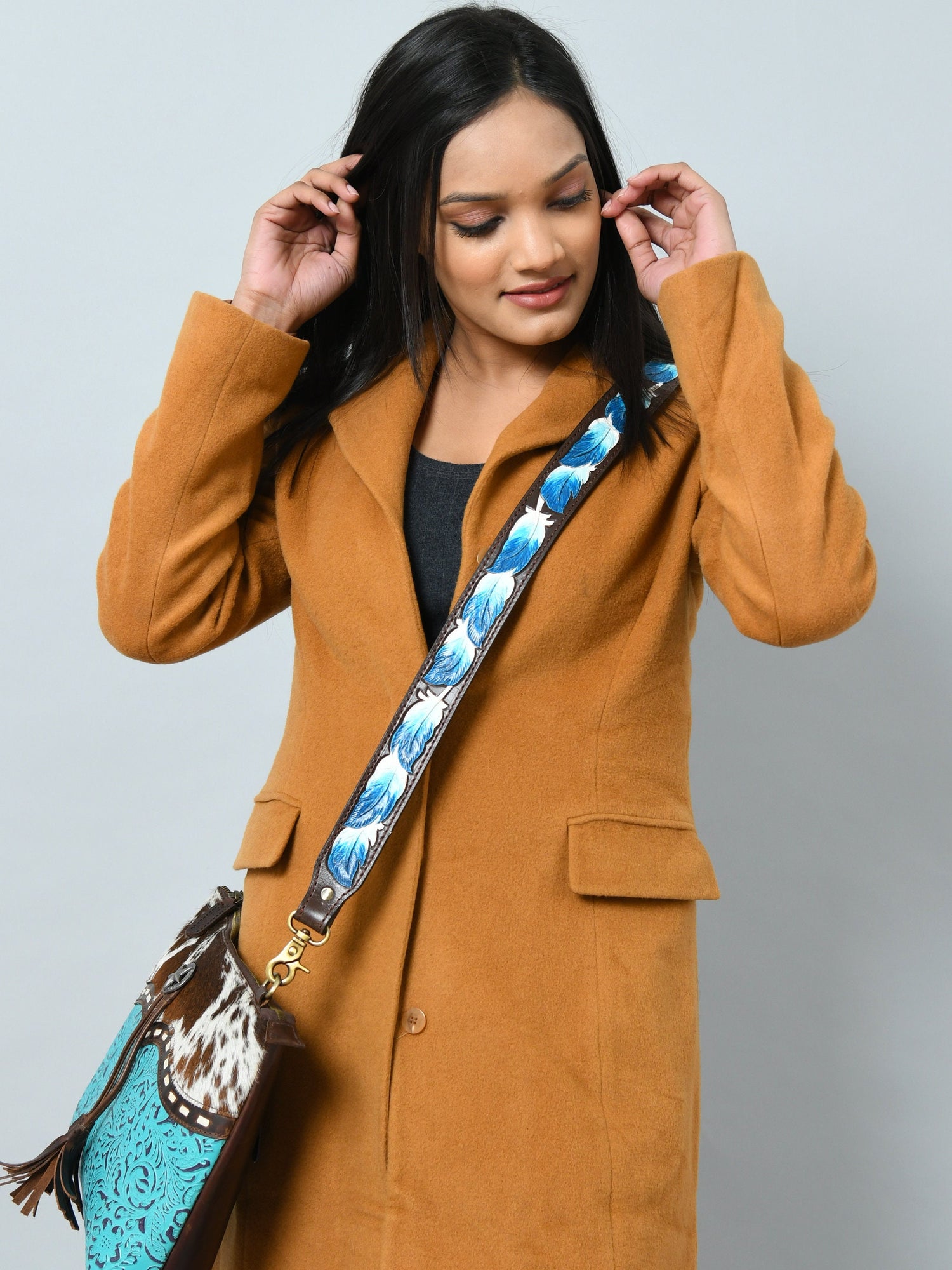 Mousm Crossbody purse strap - Party day purse strap - guitar strap - bag strap - Leather Bag Strap - Cow Leather Strap for Bag