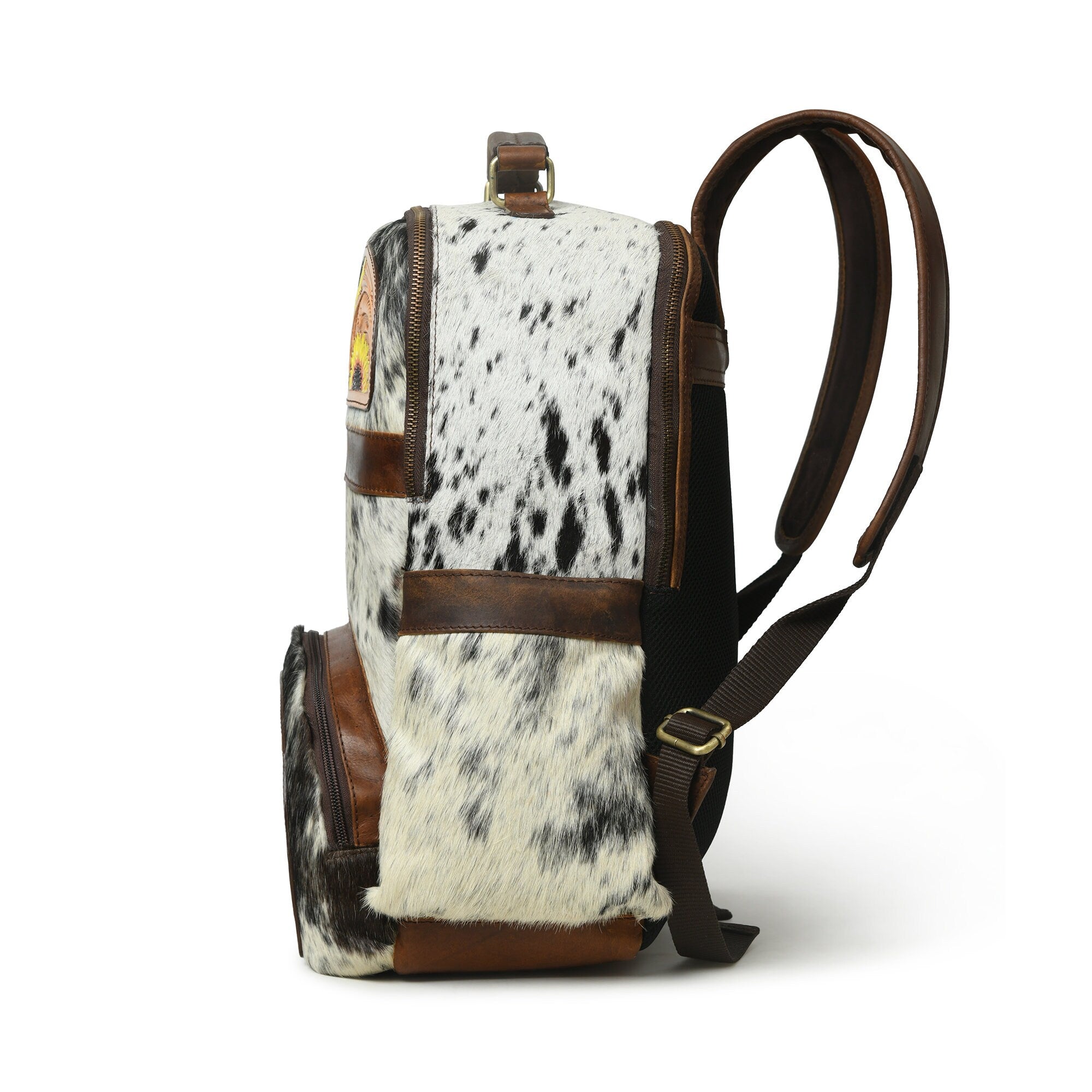 MOUSM Cowhide Leather Backpack, Leather Bags Shoulder Backpacks, School bags, Travel Bags, Cow Print Bags, Hand Tooled Leather Bag
