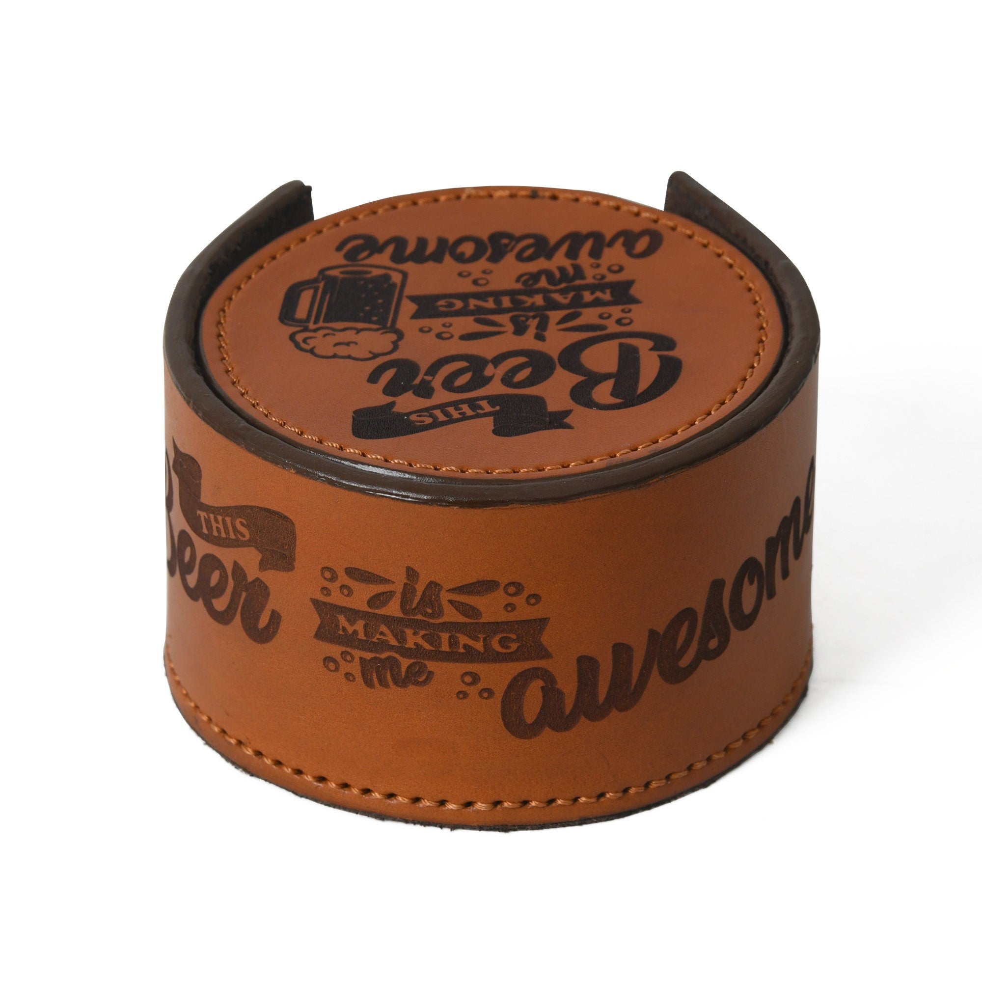 MOUSM Leather Coasters | Set of 12 | Anniversary Gift | Beer Mats | 100% Genuine Leather | Valentine&