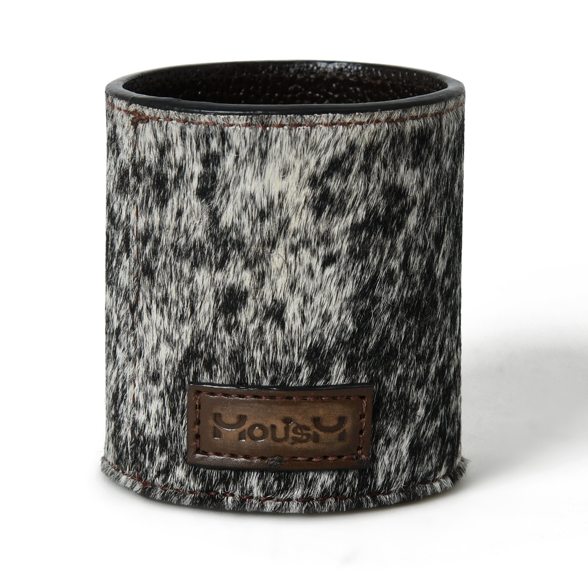 MOUSM Cowhide Leather Pen Holder, Pencil Cup - Stationary Holder - Gift for Employees - Leather Pen Holder- Home Office Decor-Tool Organizer